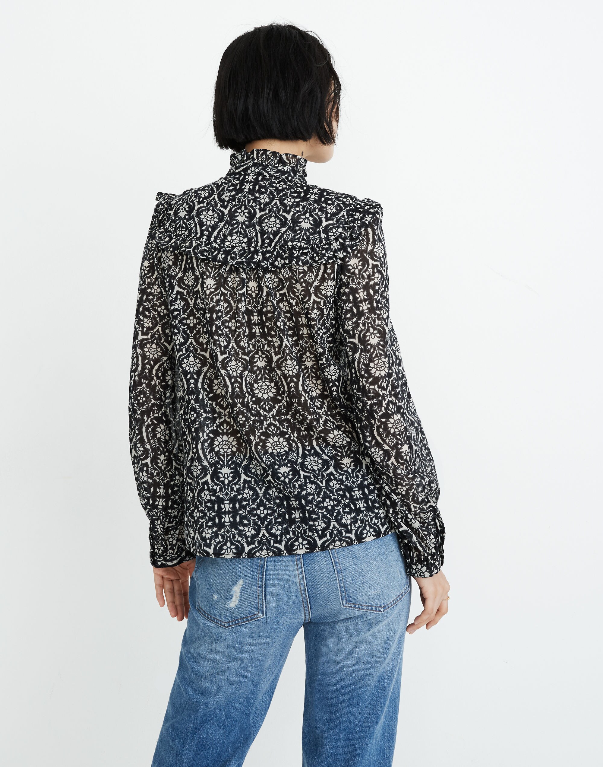 Banjanan Bethany Tie-Neck Ruffle Top