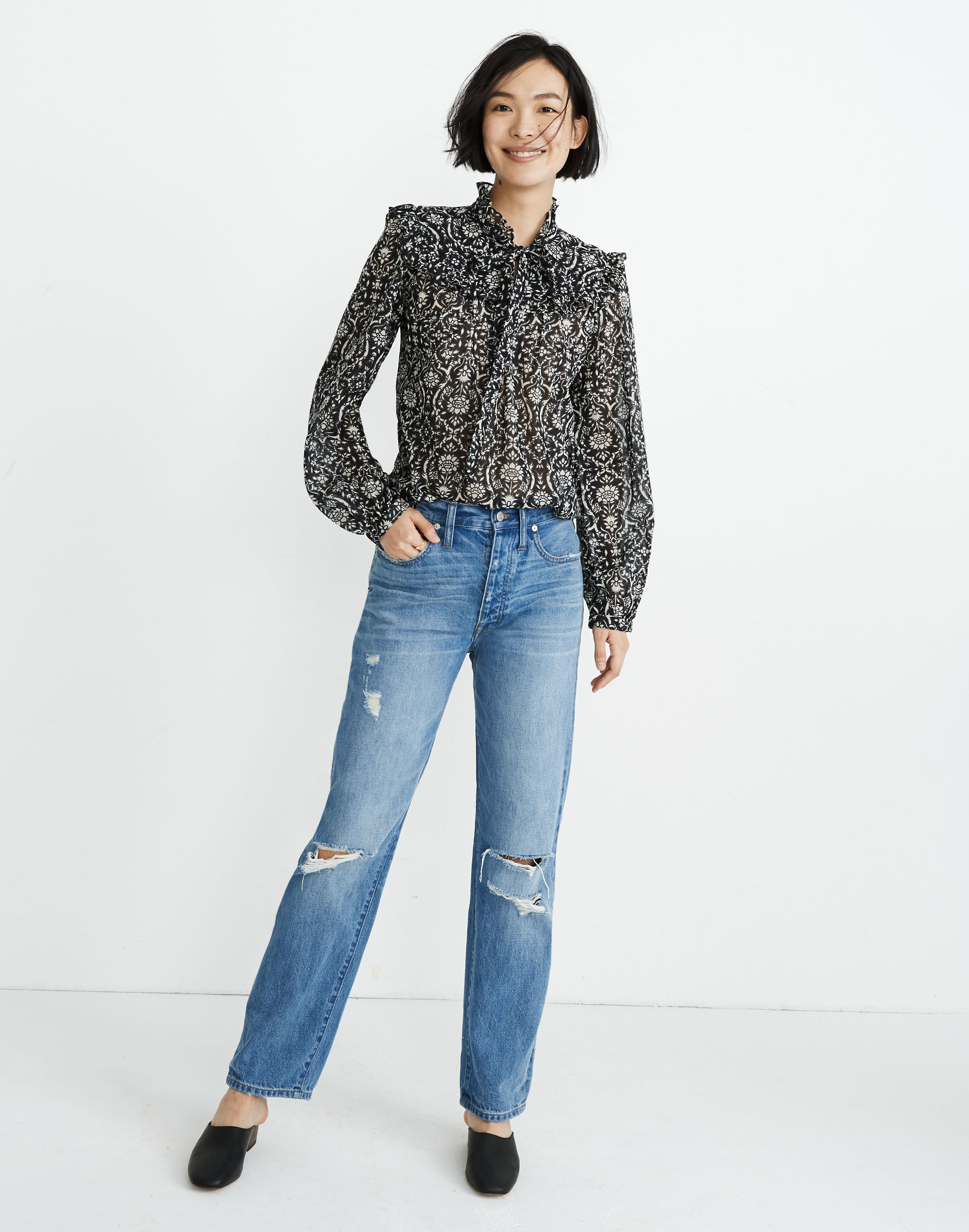 Banjanan Bethany Tie-Neck Ruffle Top