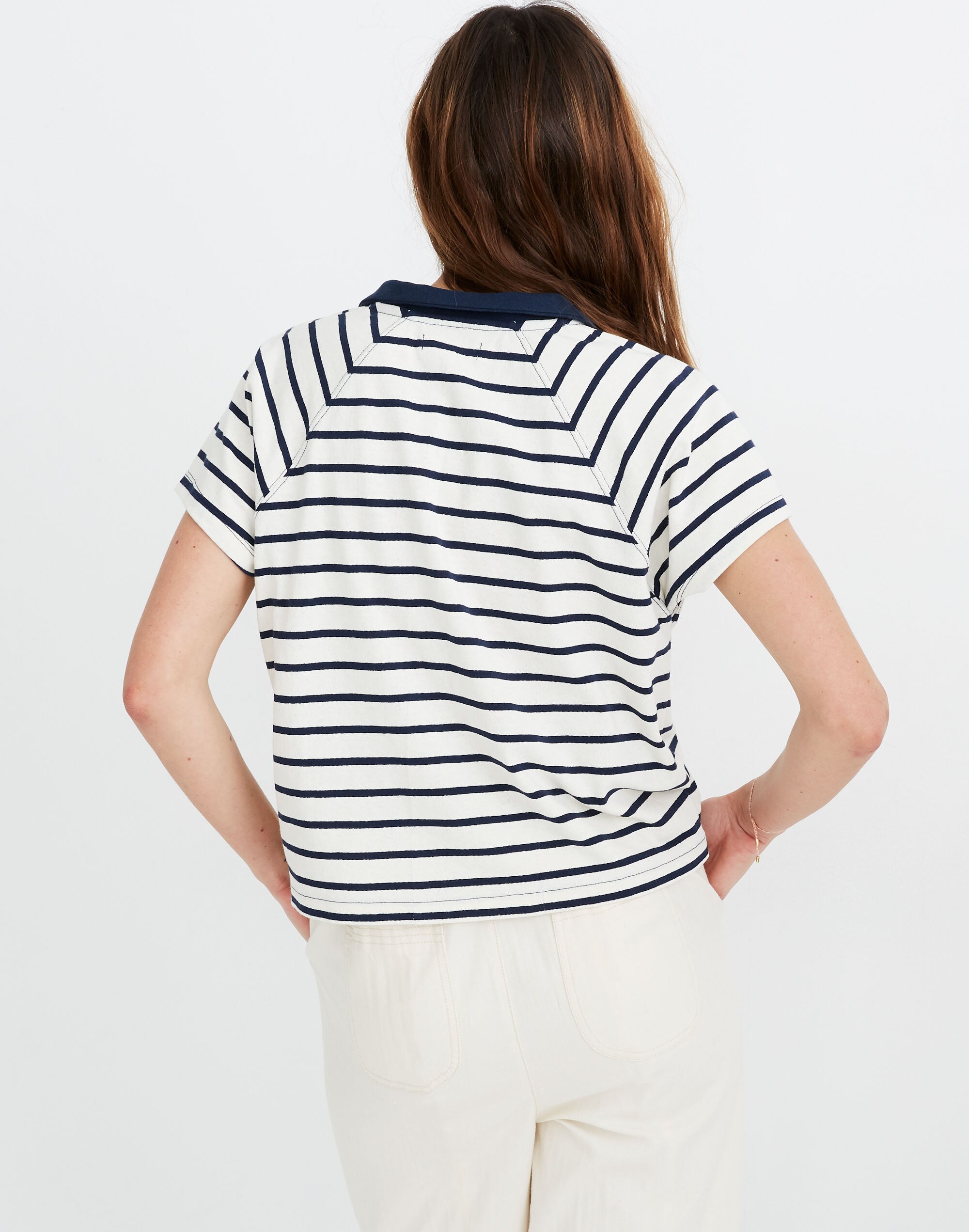 Boxy Polo Tee in Underhill Stripe
