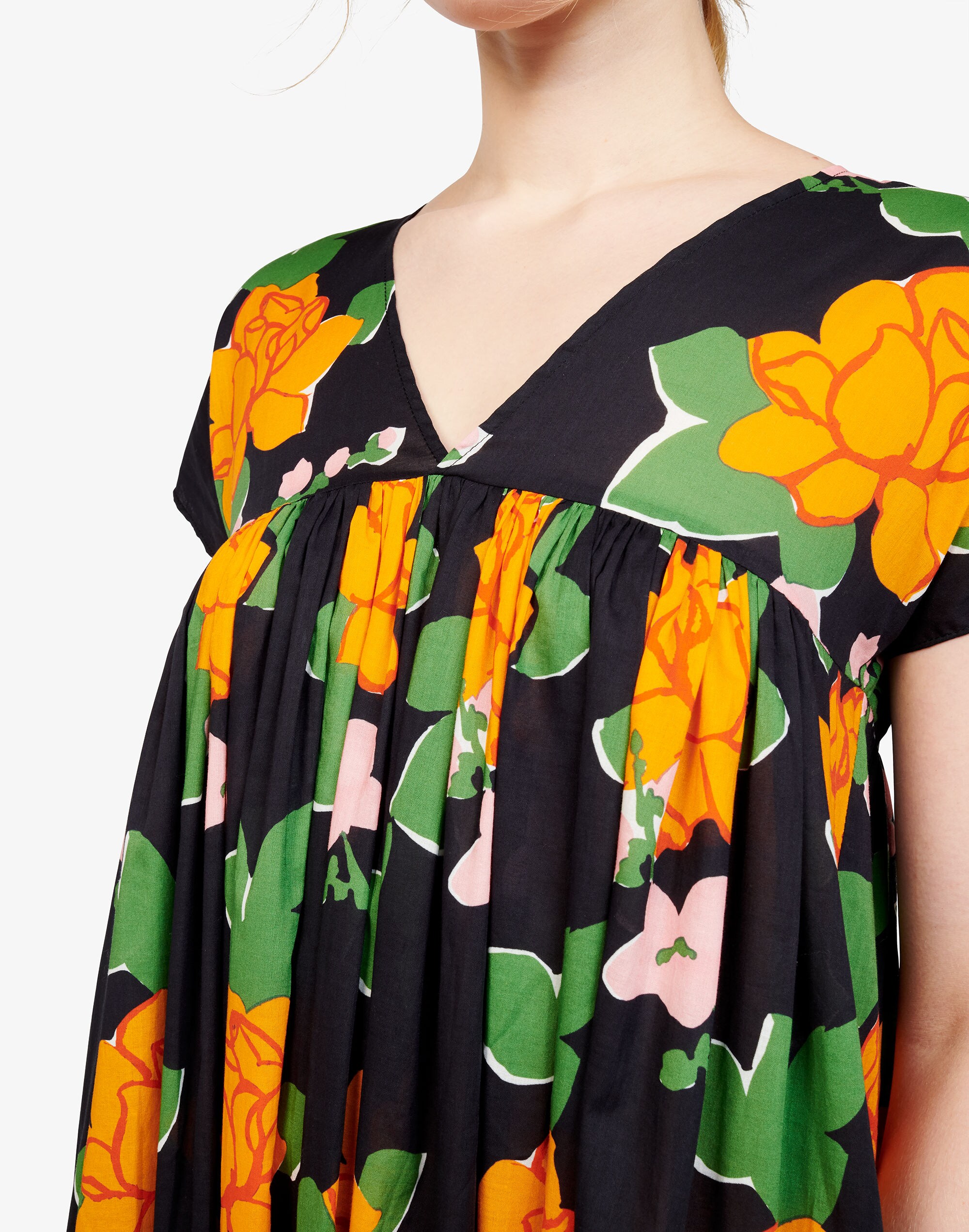 WHIT&reg; Gillian Tiered Midi dress in Navy Hermosa Floral