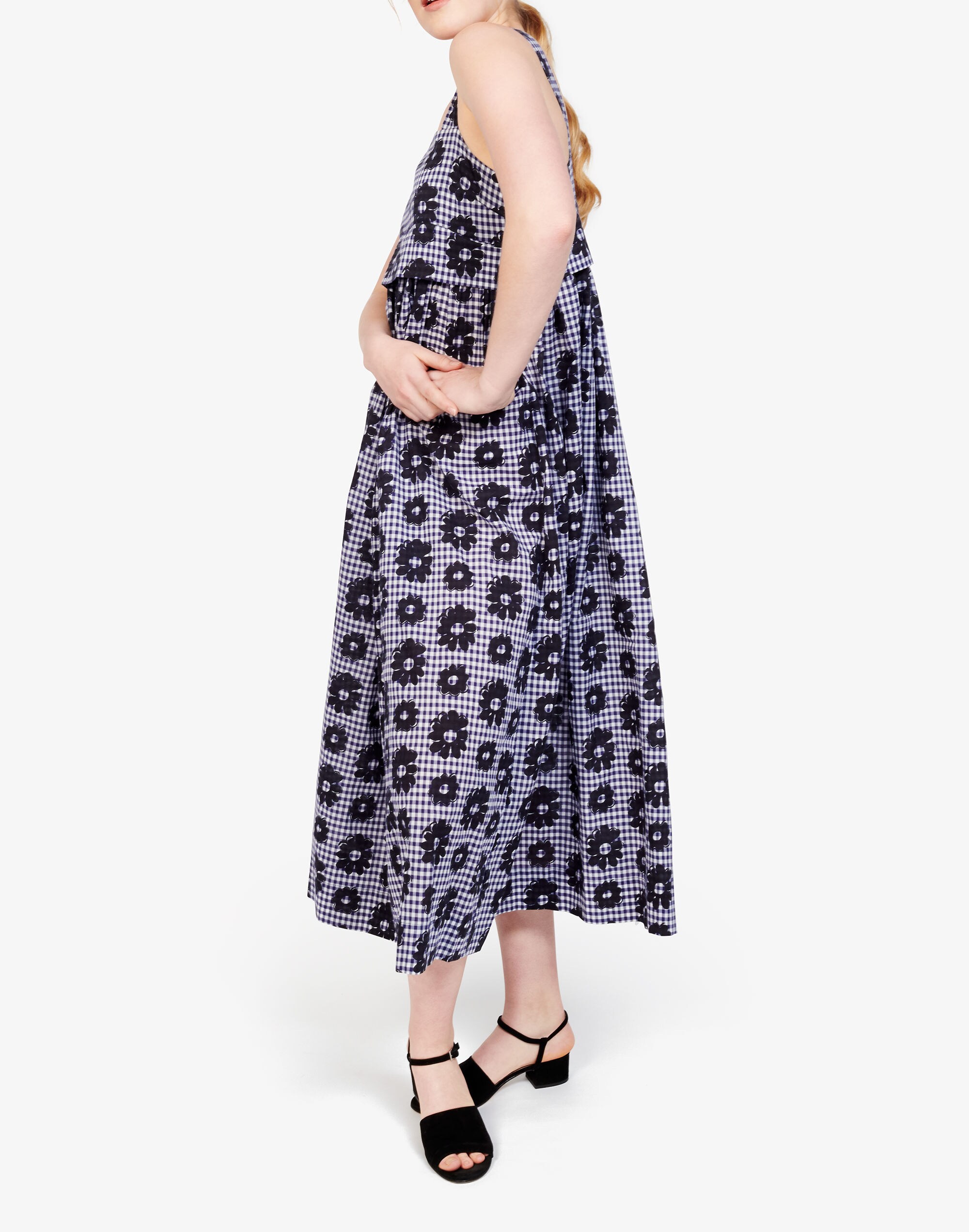 WHIT&reg; Pocketless Maxi Dress in Floral Gingham