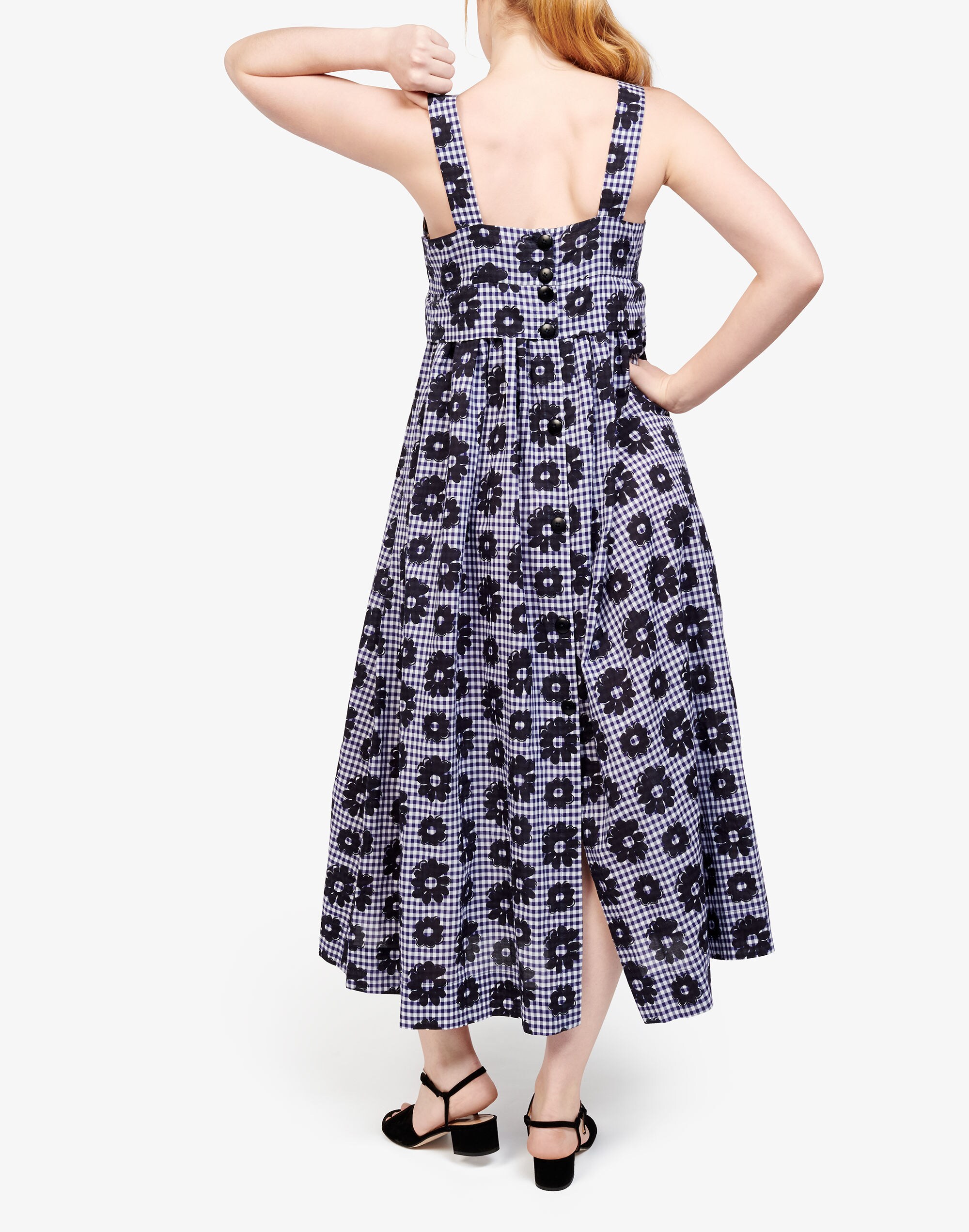 WHIT&reg; Pocketless Maxi Dress in Floral Gingham