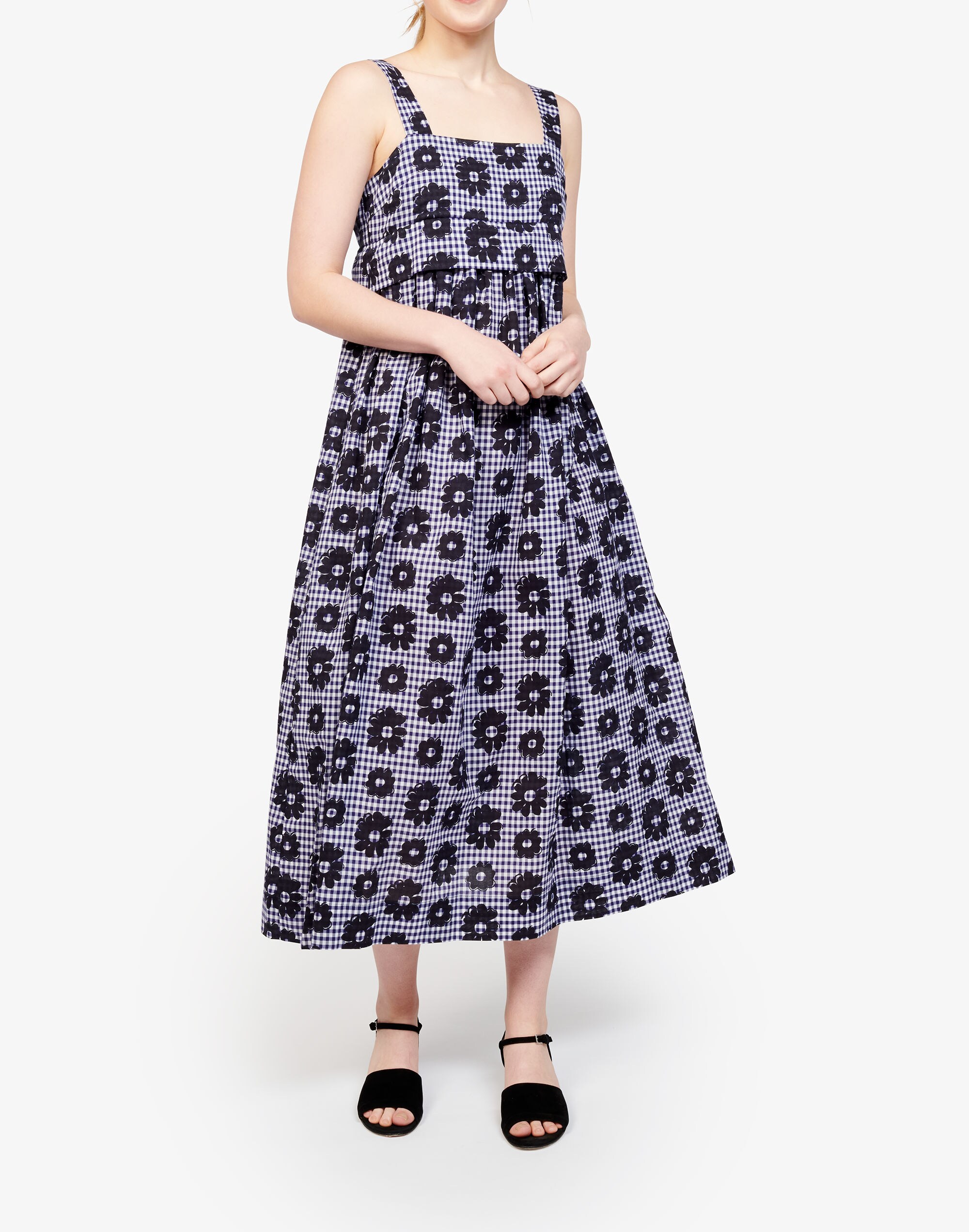 WHIT&reg; Pocketless Maxi Dress in Floral Gingham