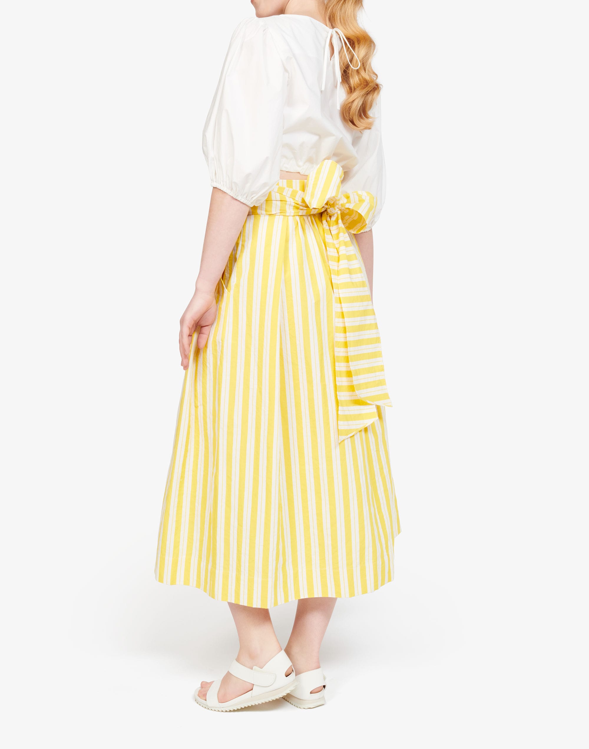 WHIT&reg; Striped Kimani Tie-Waist Midi Skirt