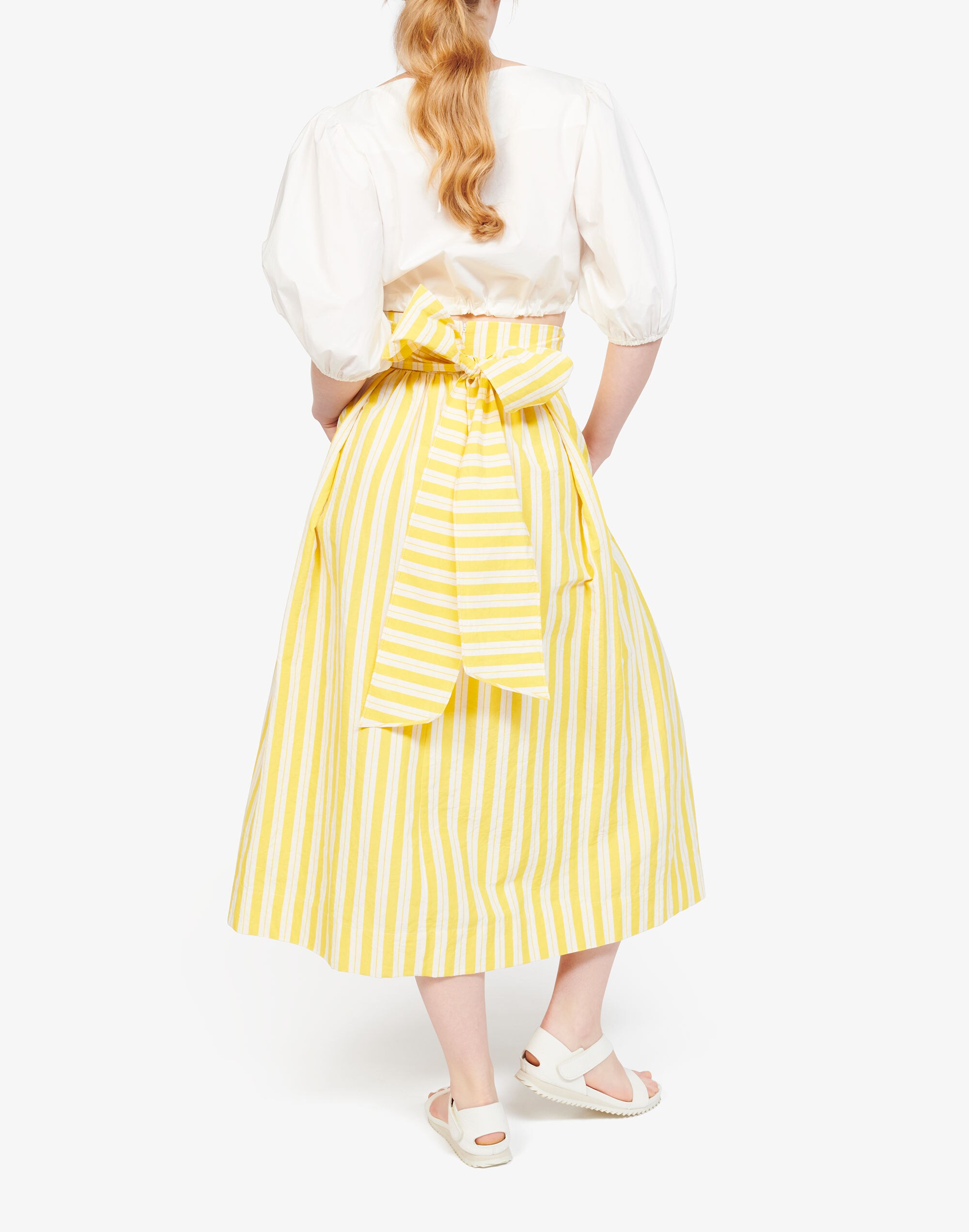 WHIT&reg; Striped Kimani Tie-Waist Midi Skirt