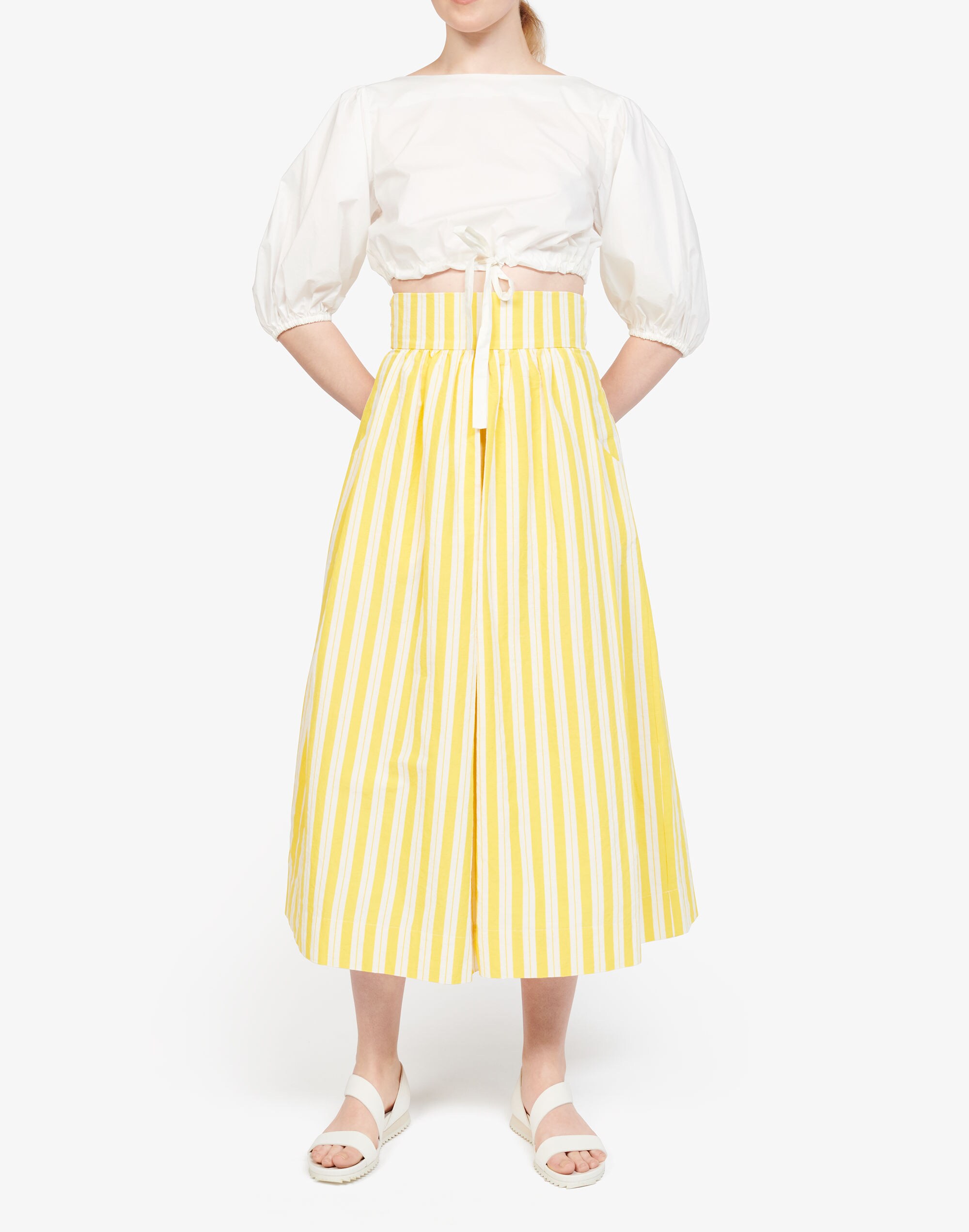 WHIT&reg; Striped Kimani Tie-Waist Midi Skirt
