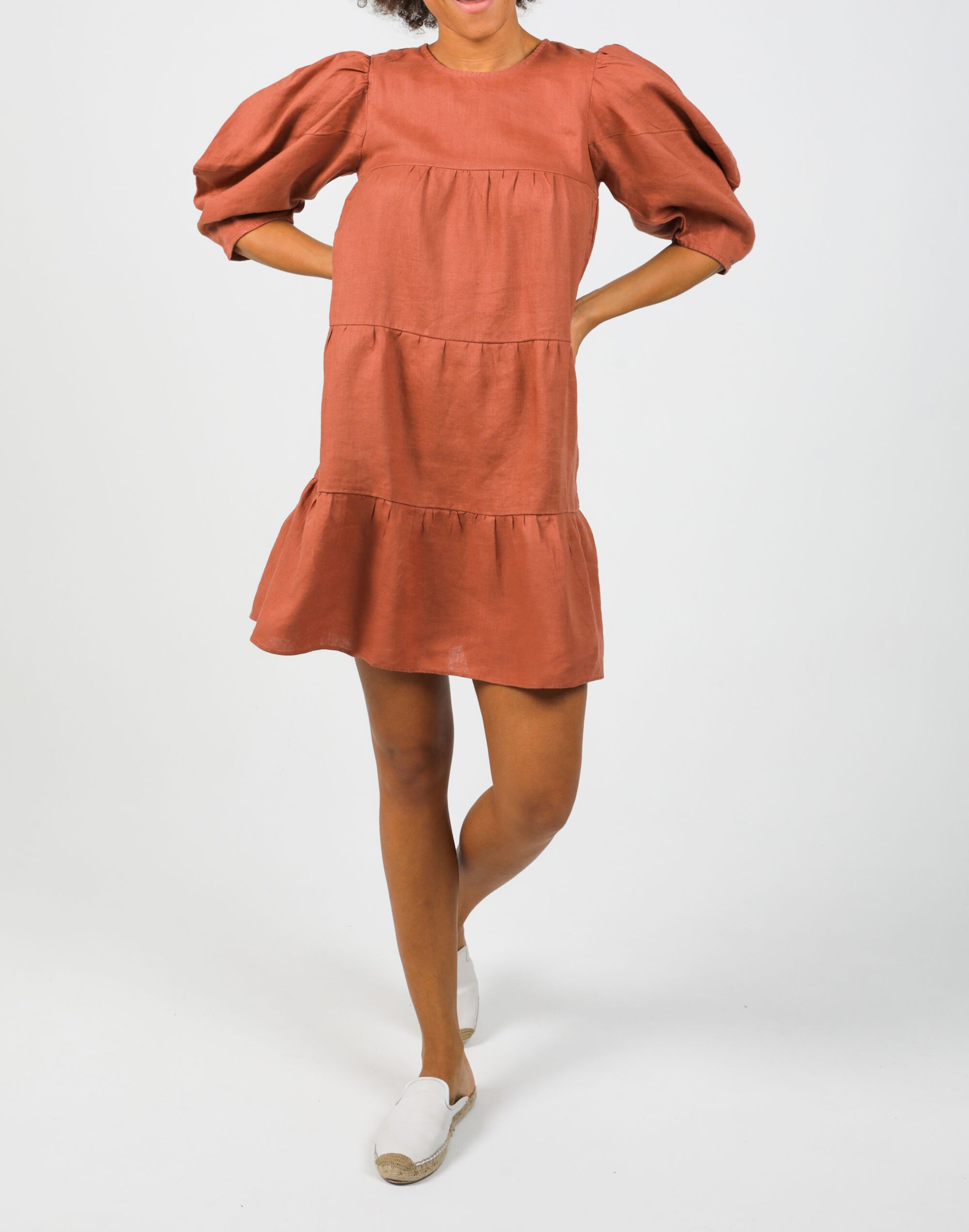Lanhtropy Organic Linen Amber Tiered Dress