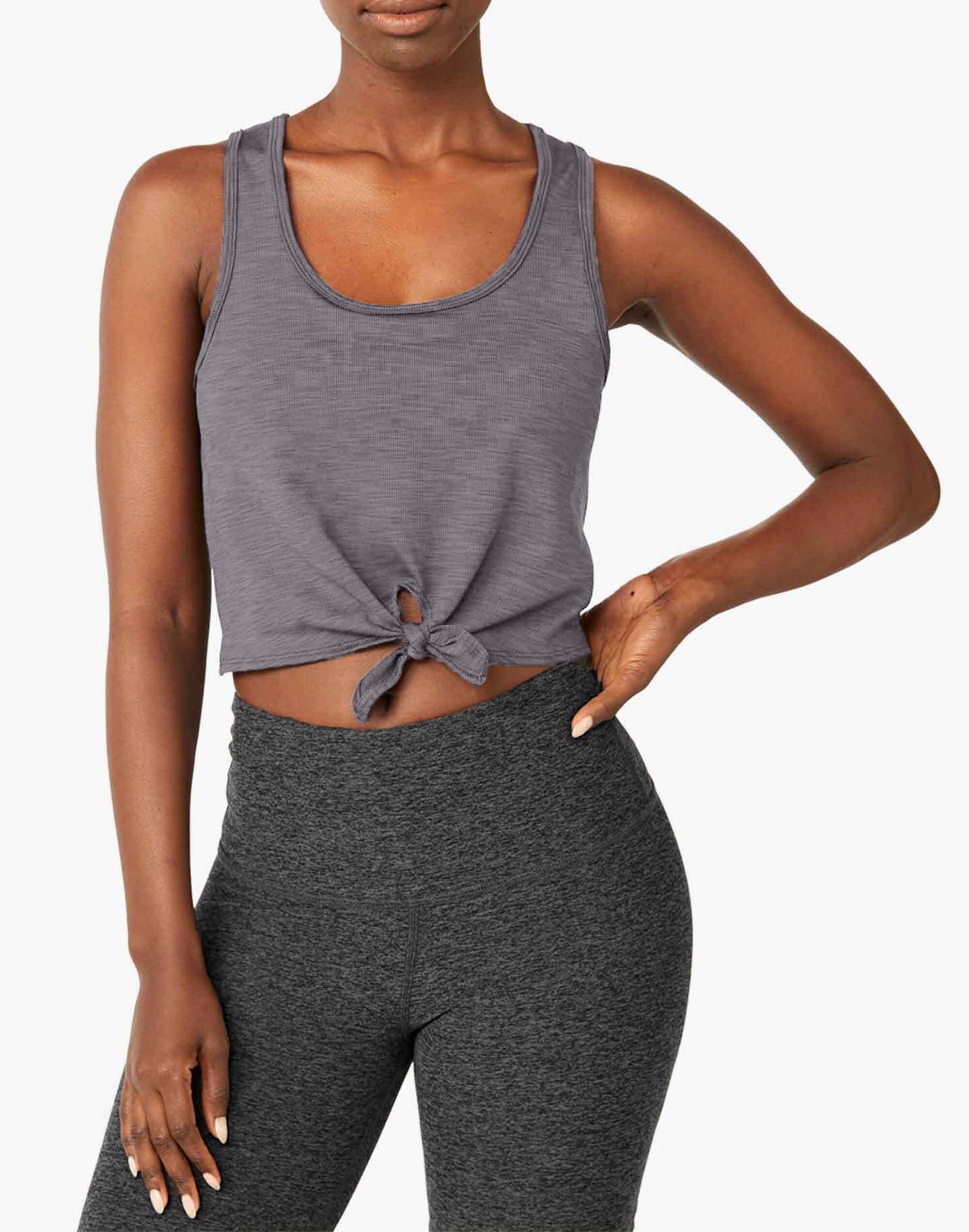 beyond yoga favorite lounge cropped tank in heather rib