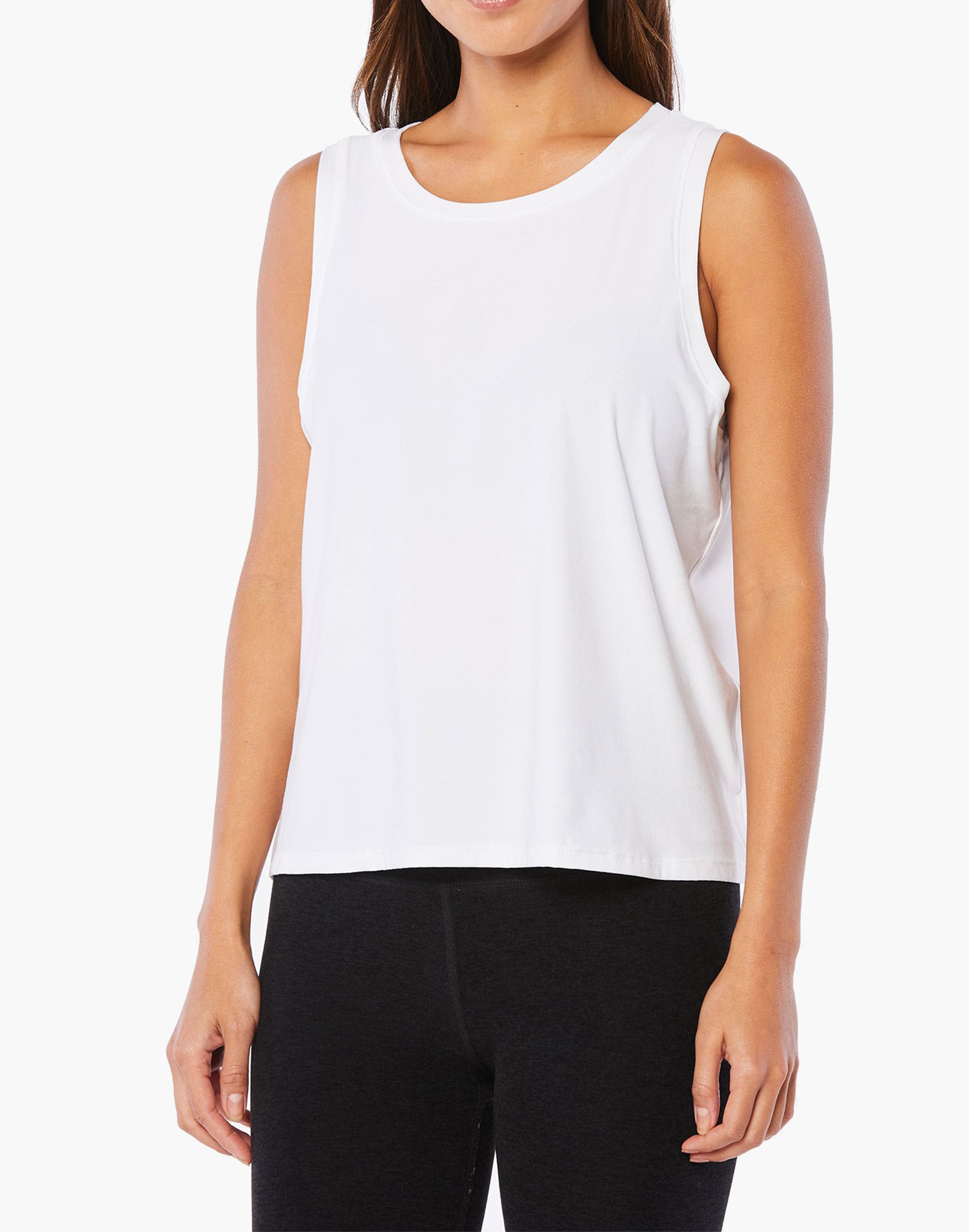 beyond yoga balanced muscle tank in featherweight spacedye