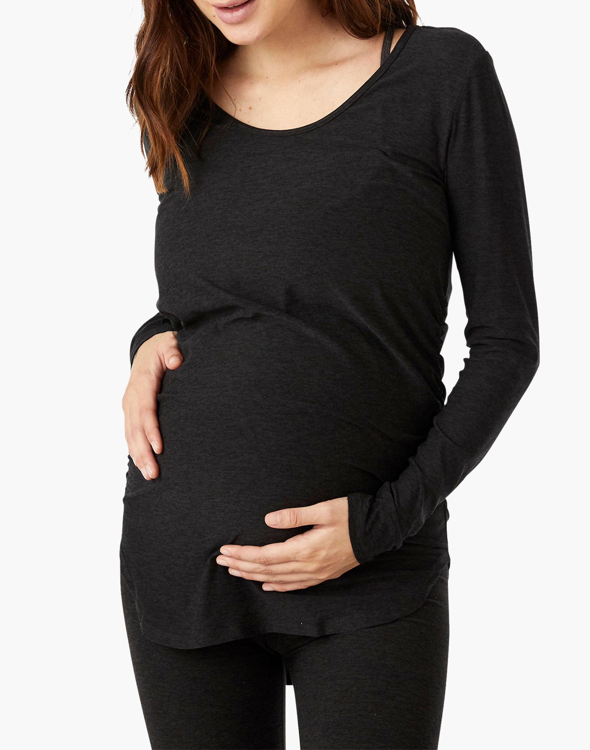 Beyond Yoga Maternity Cut and Run Pullover Top in Featherweight Spacedye