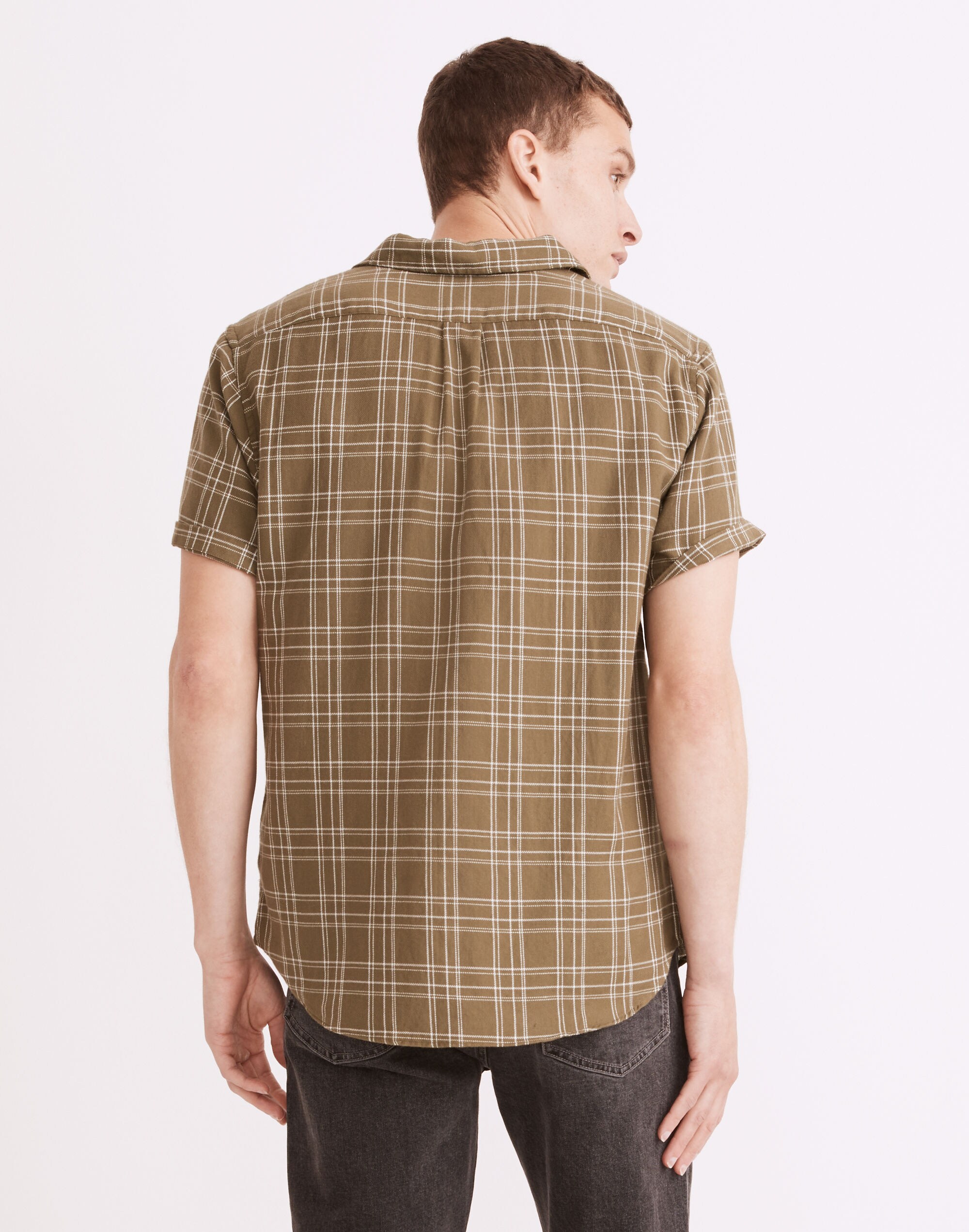 Cotton Perfect Short-Sleeve Shirt in Windowpane Check