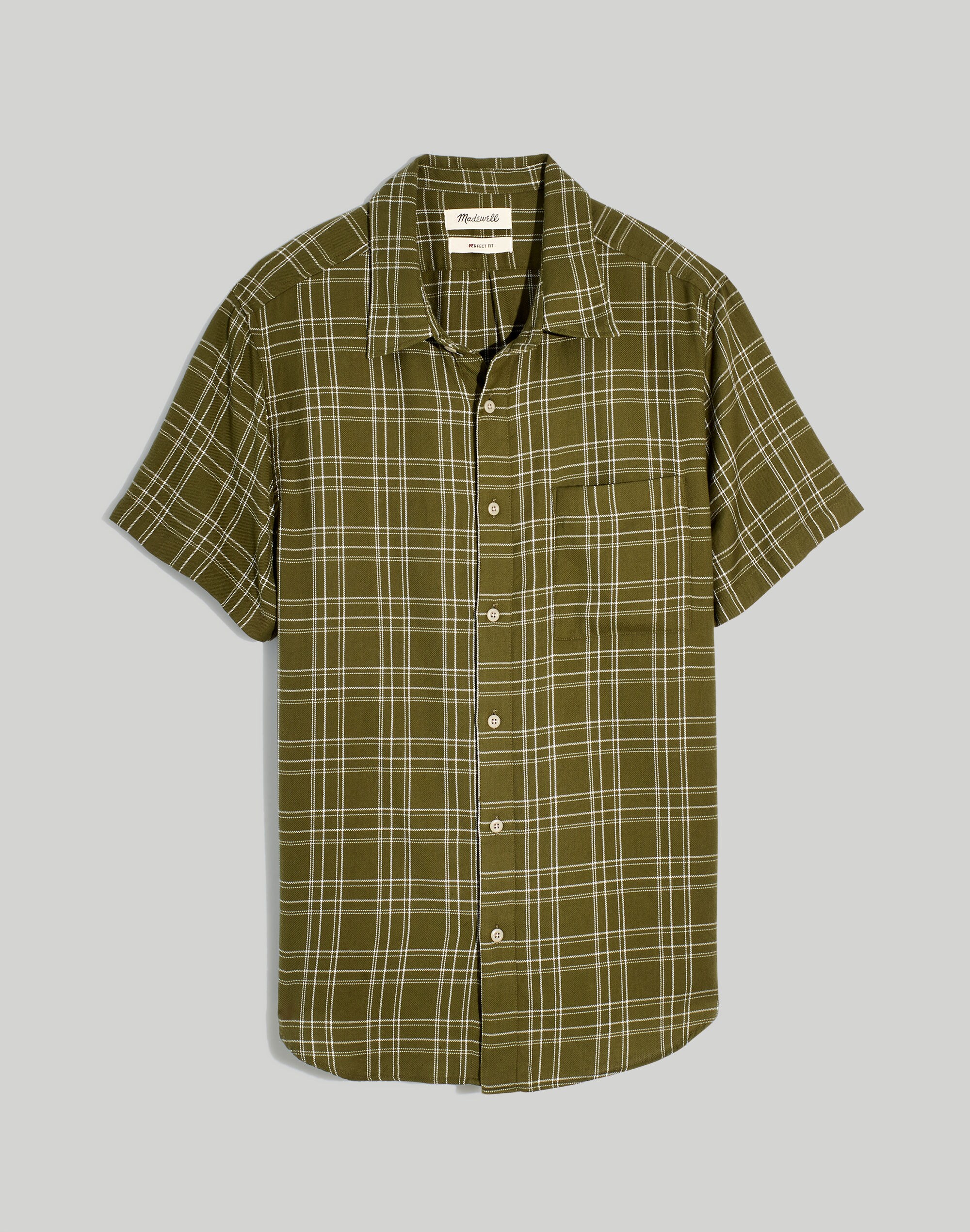 Cotton Perfect Short-Sleeve Shirt in Windowpane Check