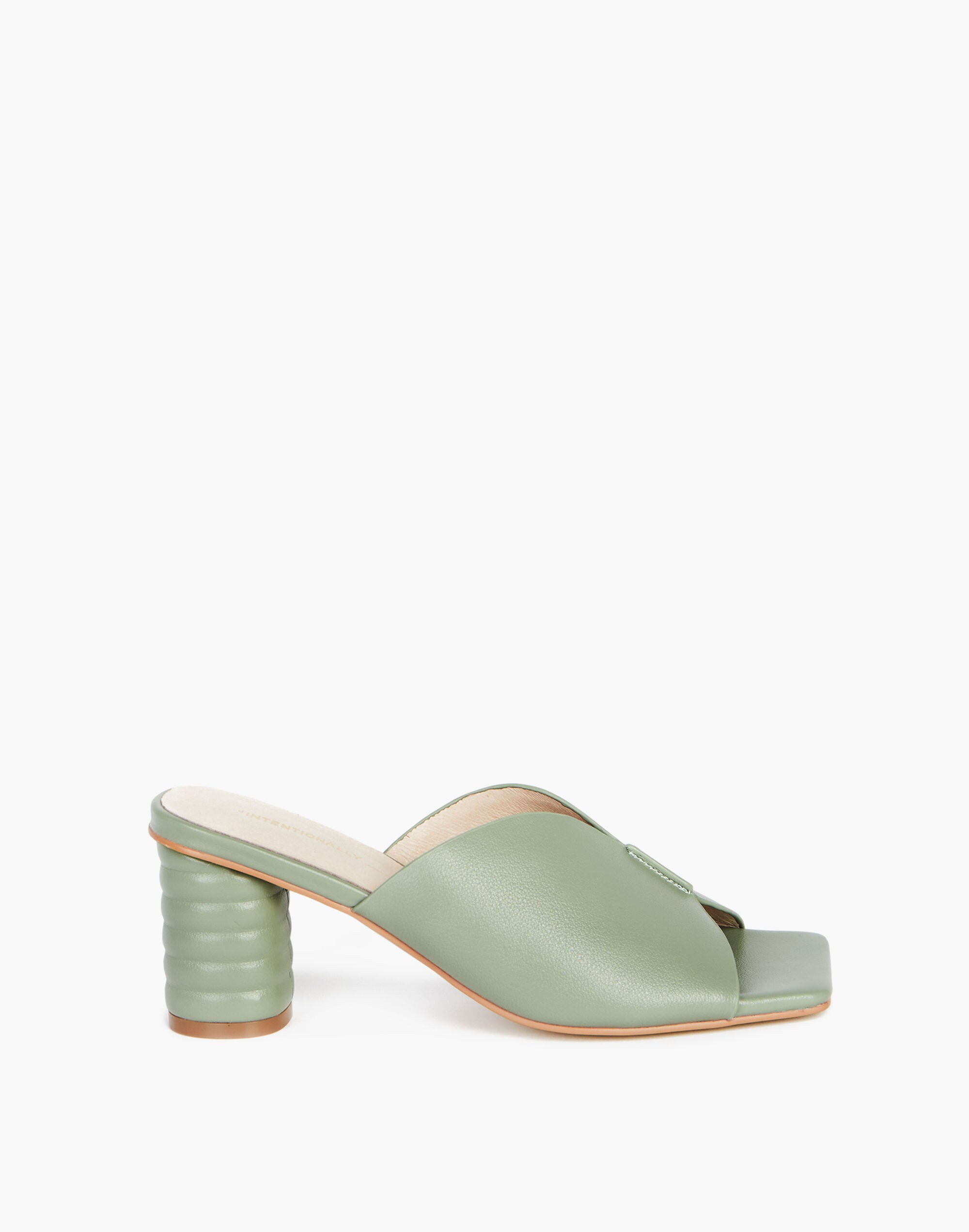 Intentionally Blank Leather Kamika Mules in Sage