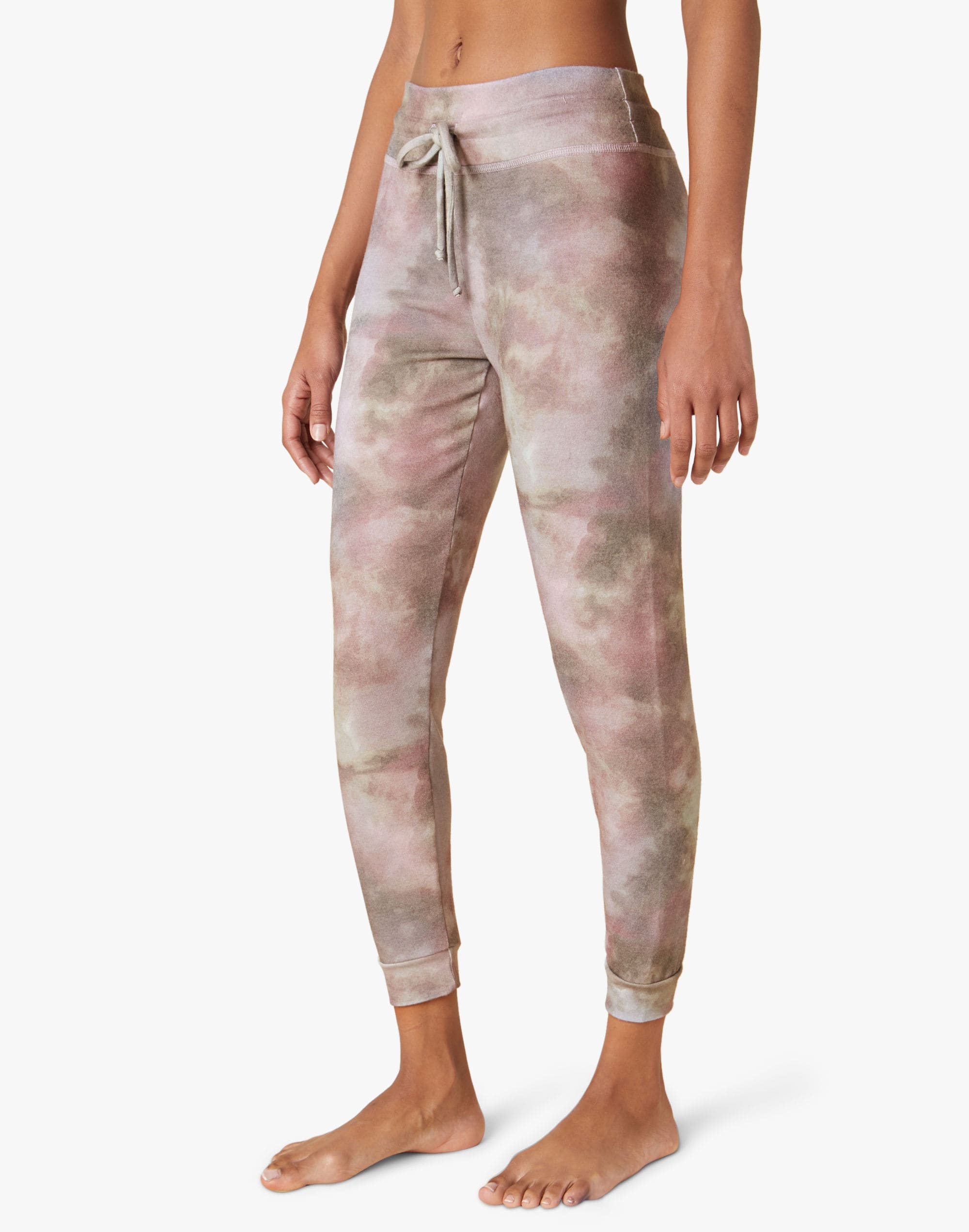 beyond yoga lounge around joggers in tie-dye print