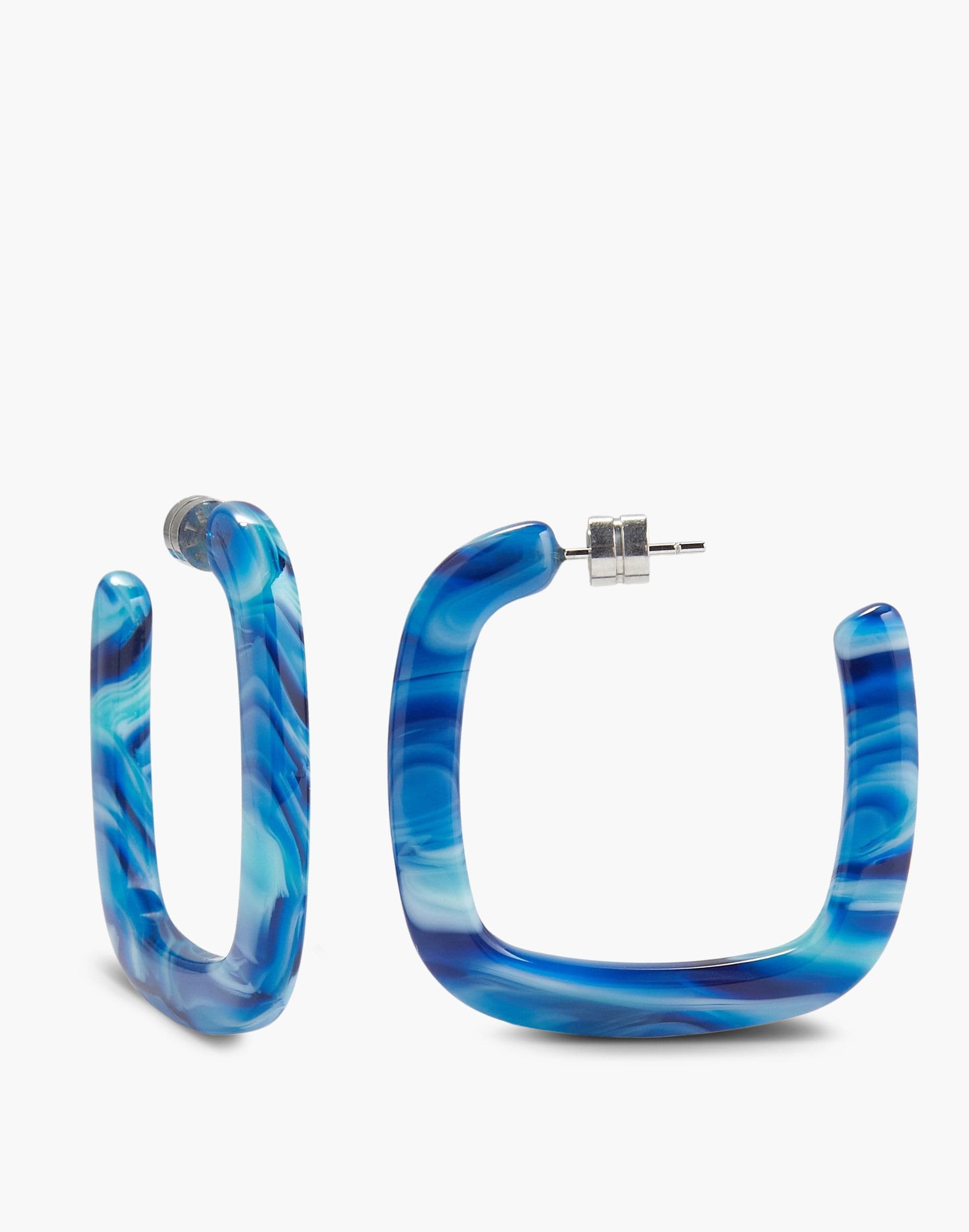 Mw Machete Midi Square Hoop Earrings In Capri Blue