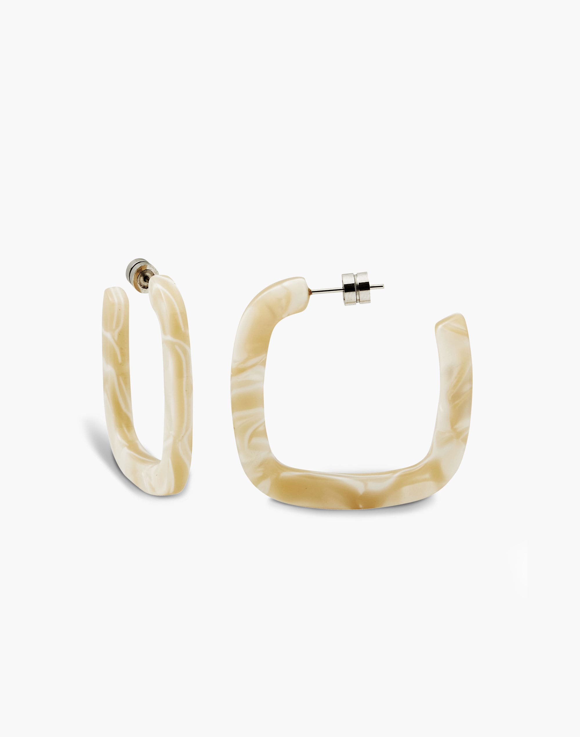 Mw Machete Midi Square Hoop Earrings In Ivory White