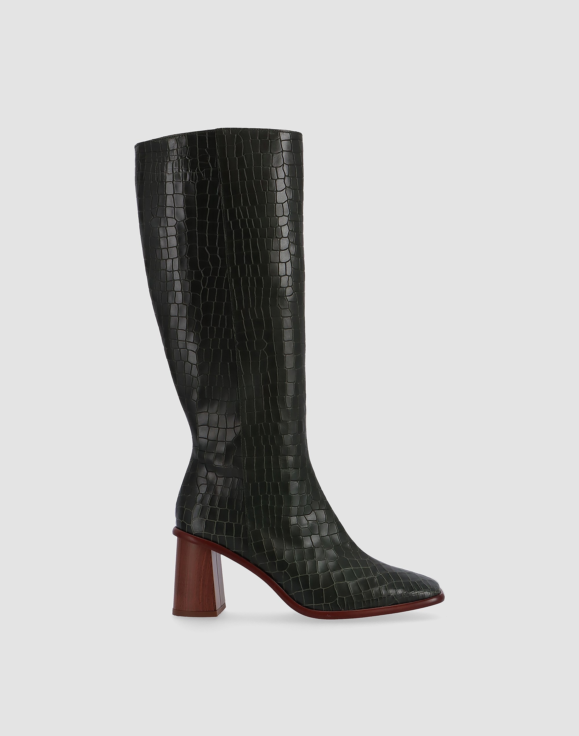 Mw Alohas Leather East Knee-high Boots In Forest Green