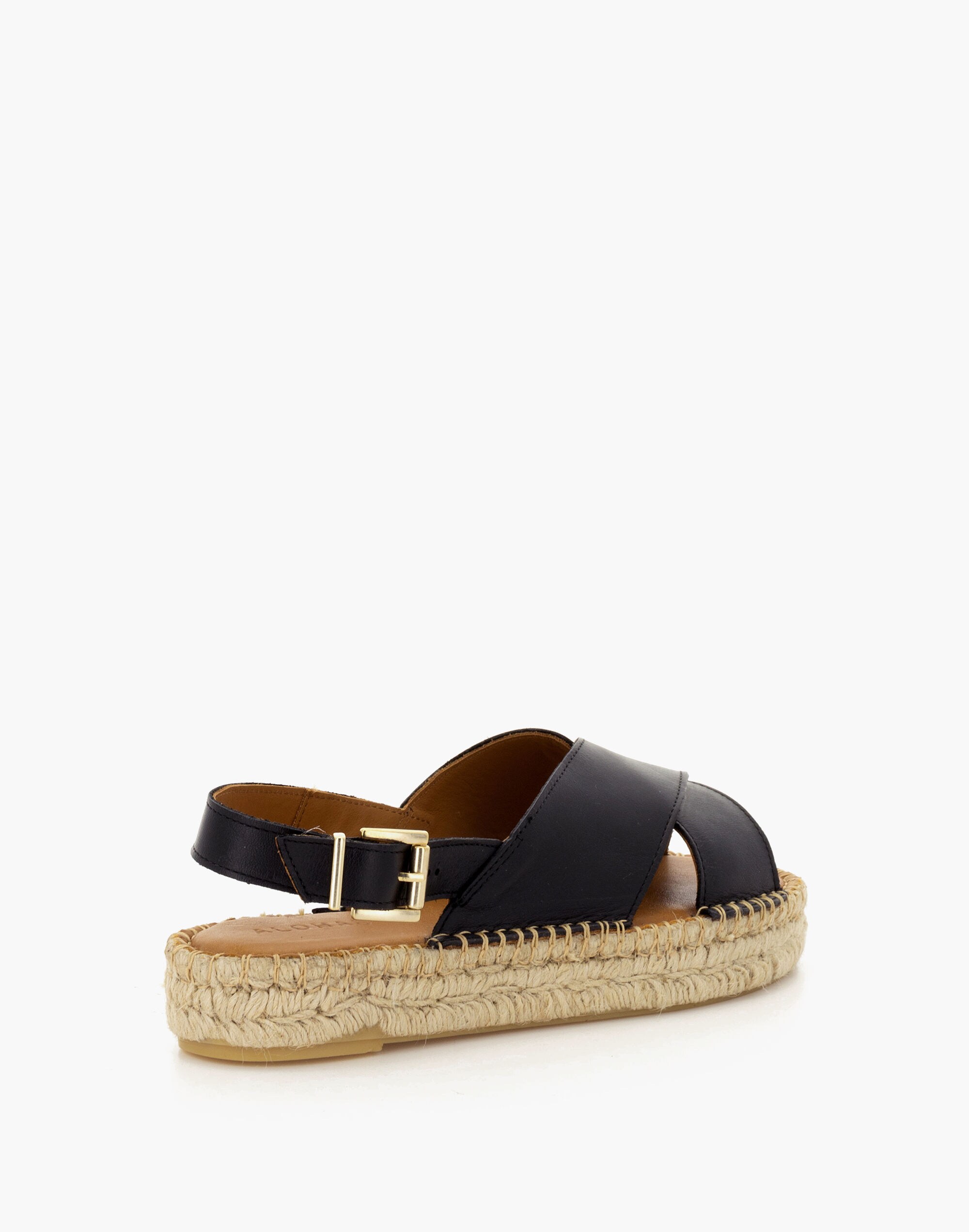 ALOHAS Leather Crossed Platform Espadrille Sandals in black image 3