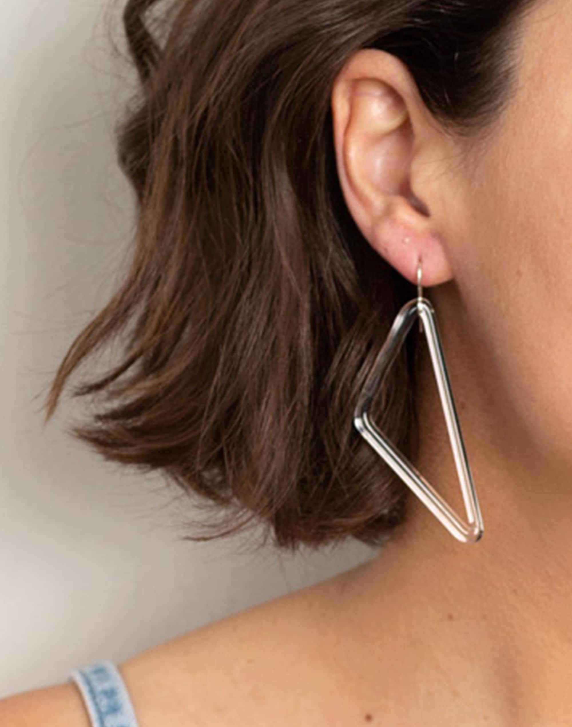 Jane D'Arensbourg Rhombus Clear Glass Earrings