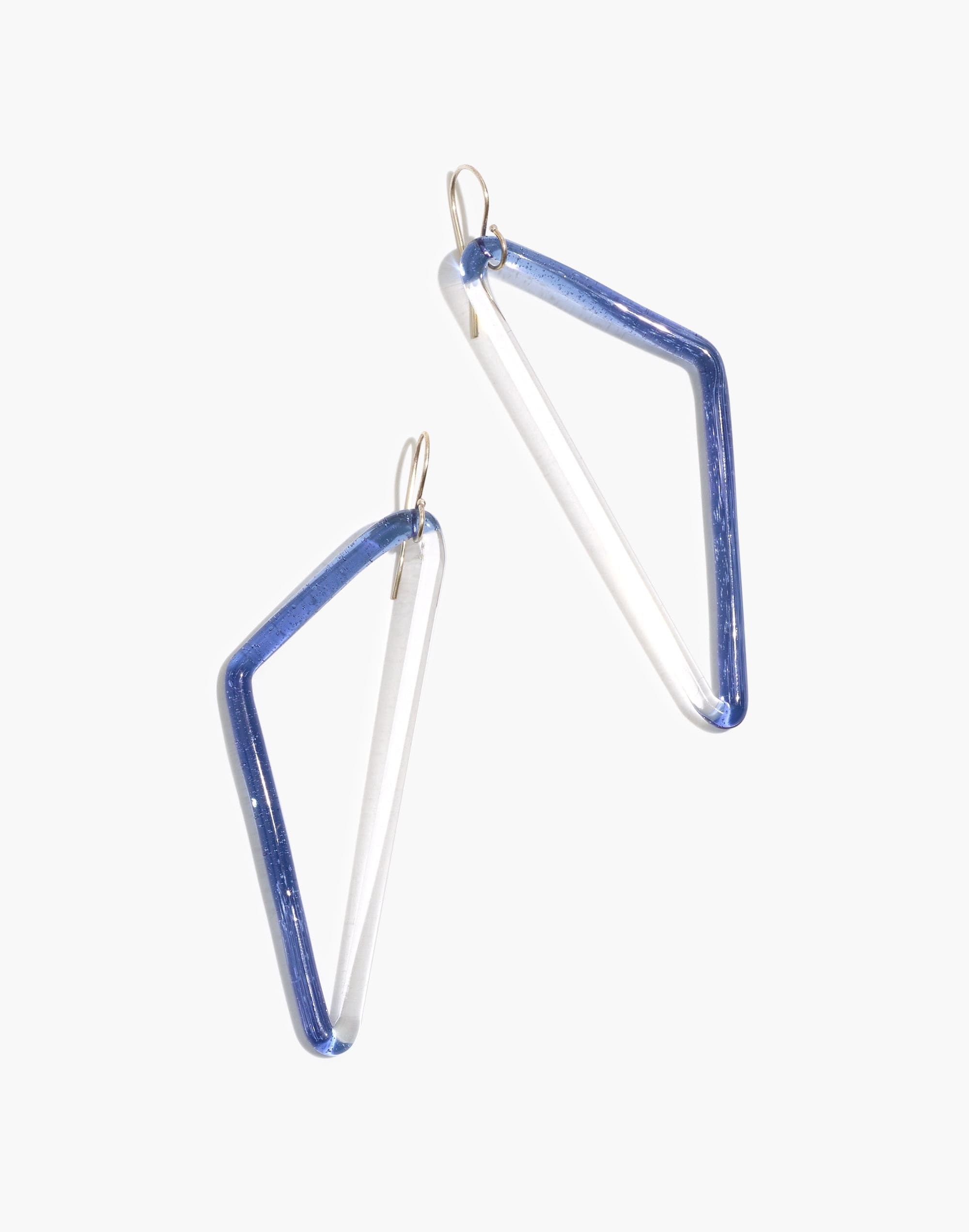 Jane D'Arensbourg Rhombus Cobalt and Clear Glass Earrings