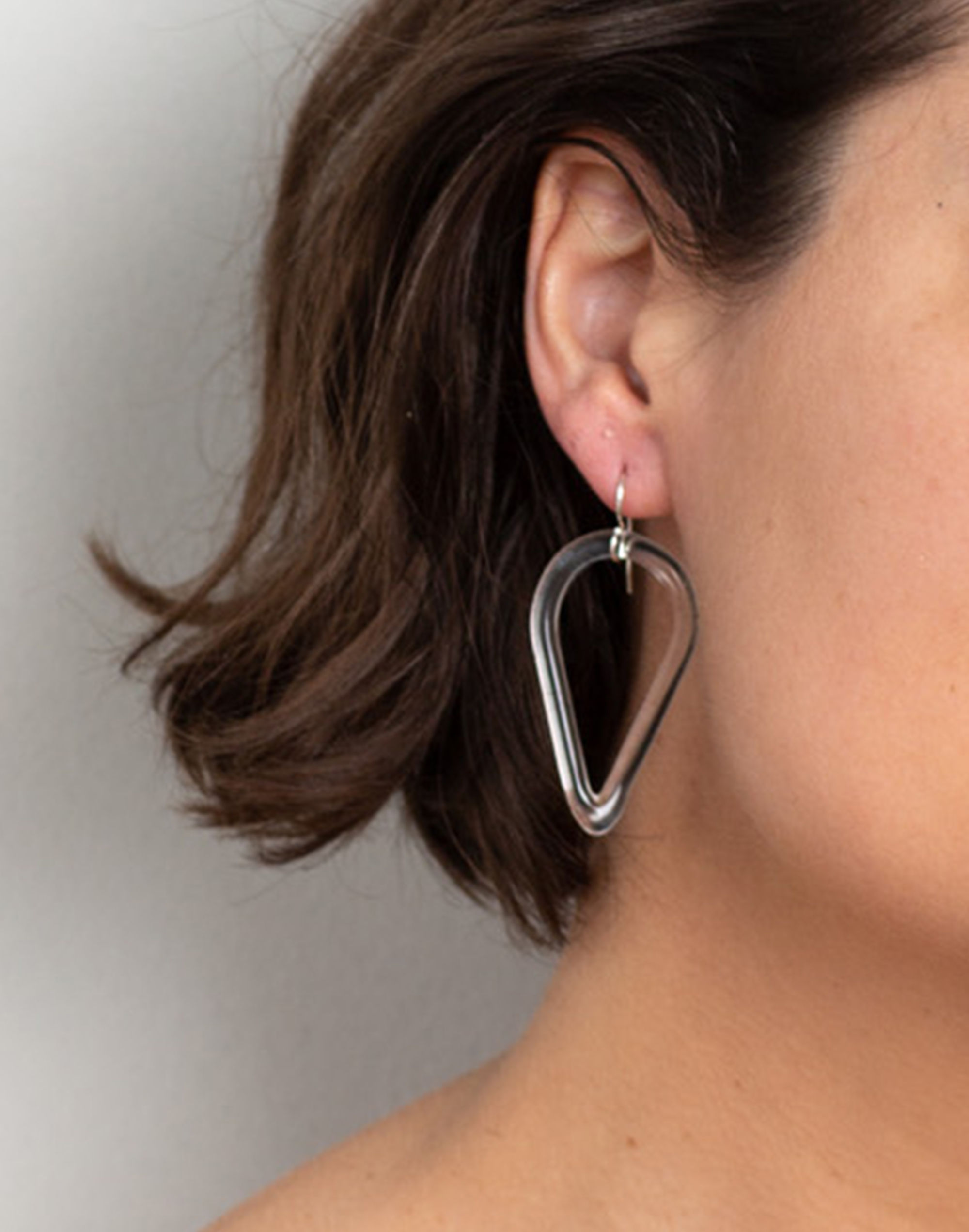Jane D'Arensbourg Teardrop Clear Glass Earrings