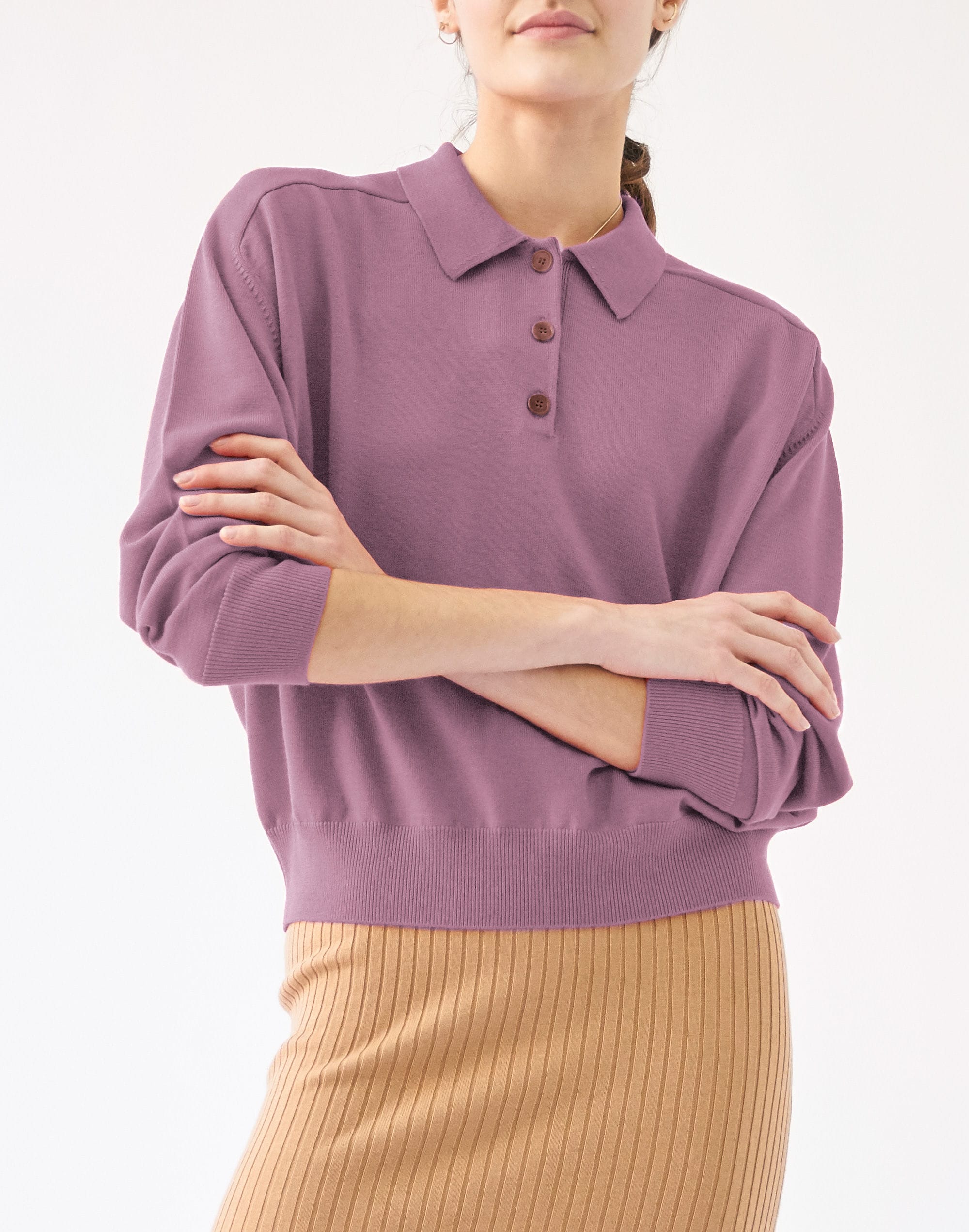 demy by demylee&trade; merino wool jeni polo sweater
