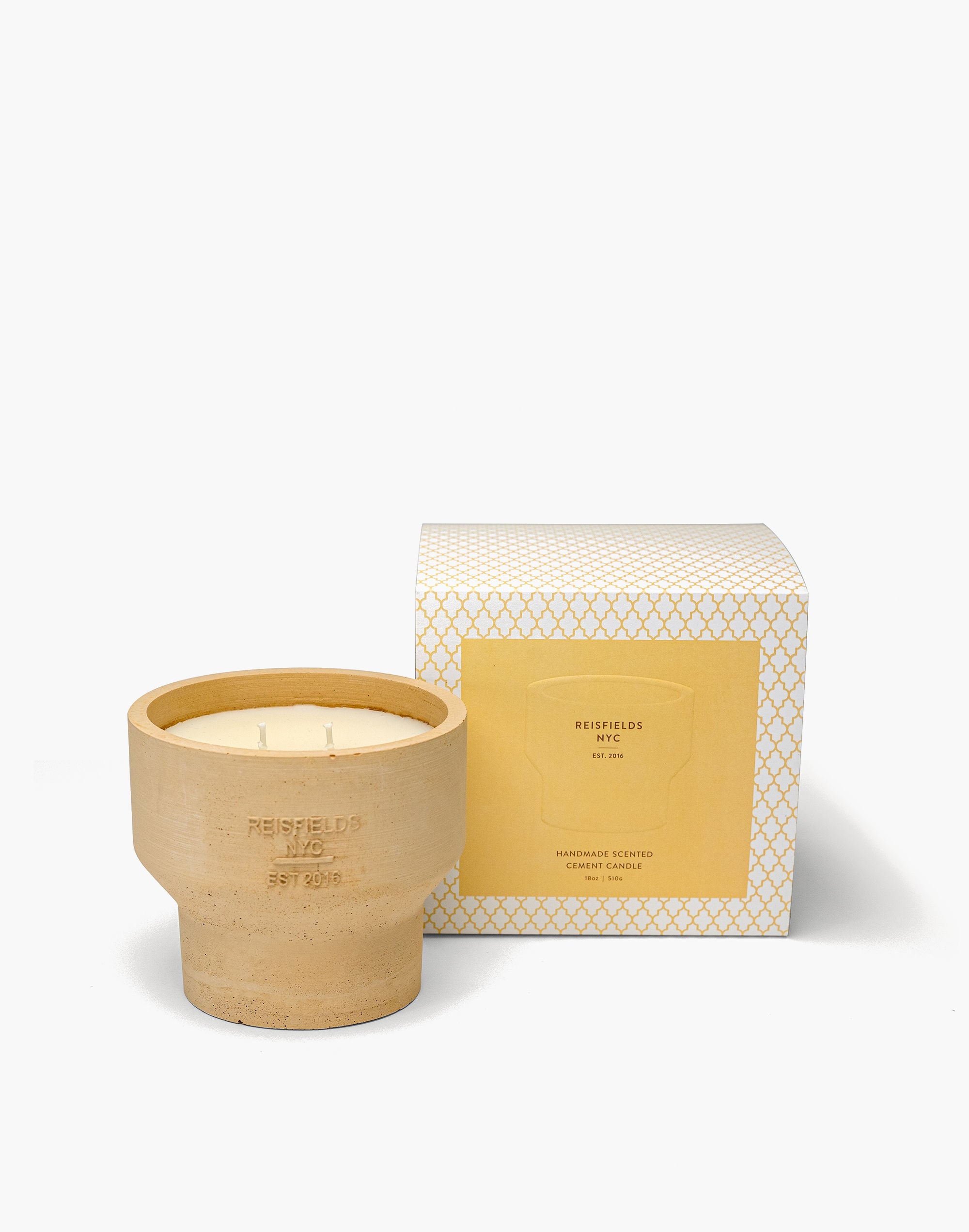 Reisfields NYC™ Cement Collection No. 5 Vanilla Infused Bourbon, Lemon + Amber Candle