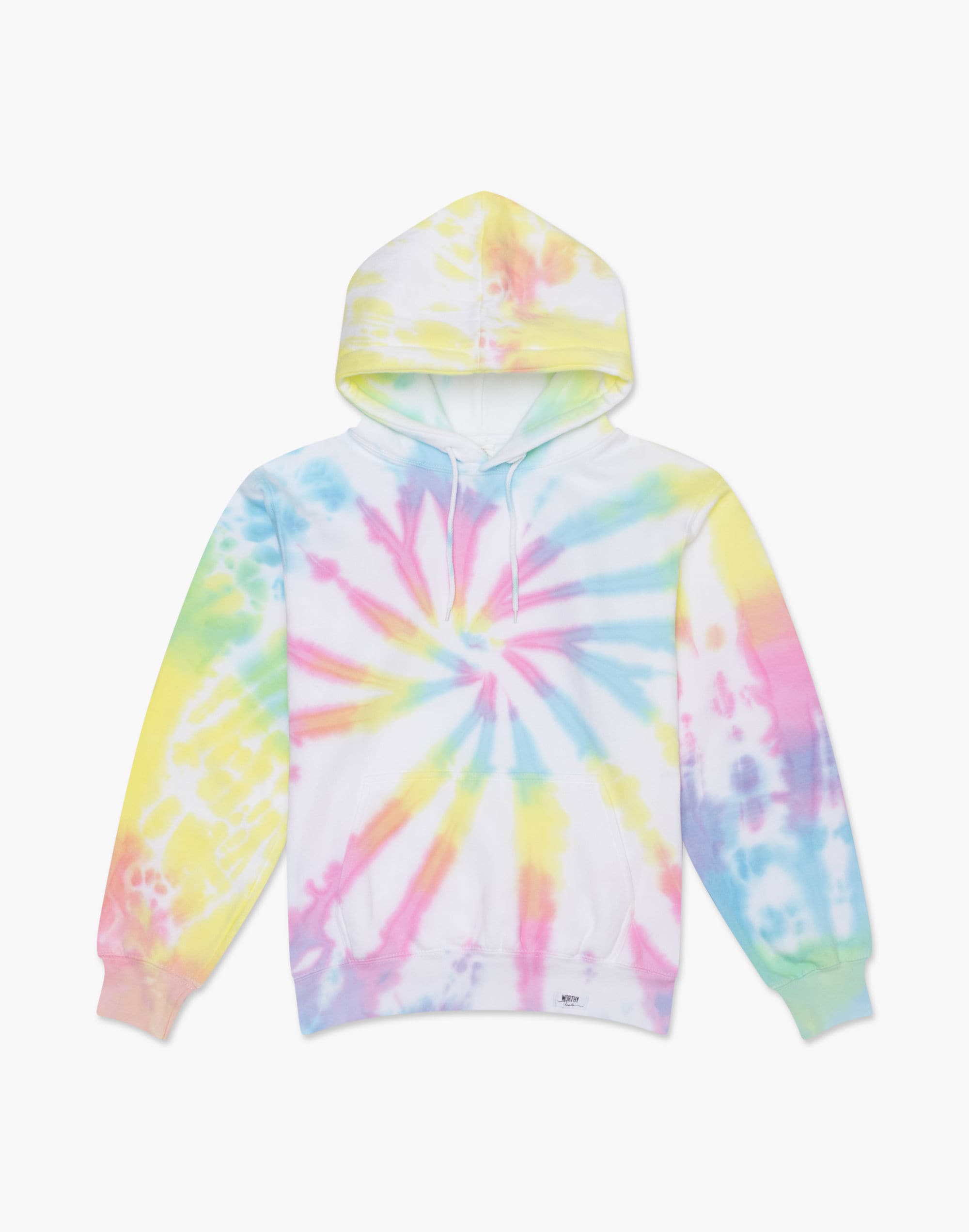 worthy threads&trade; tie dye hoodie in pastel rainbow