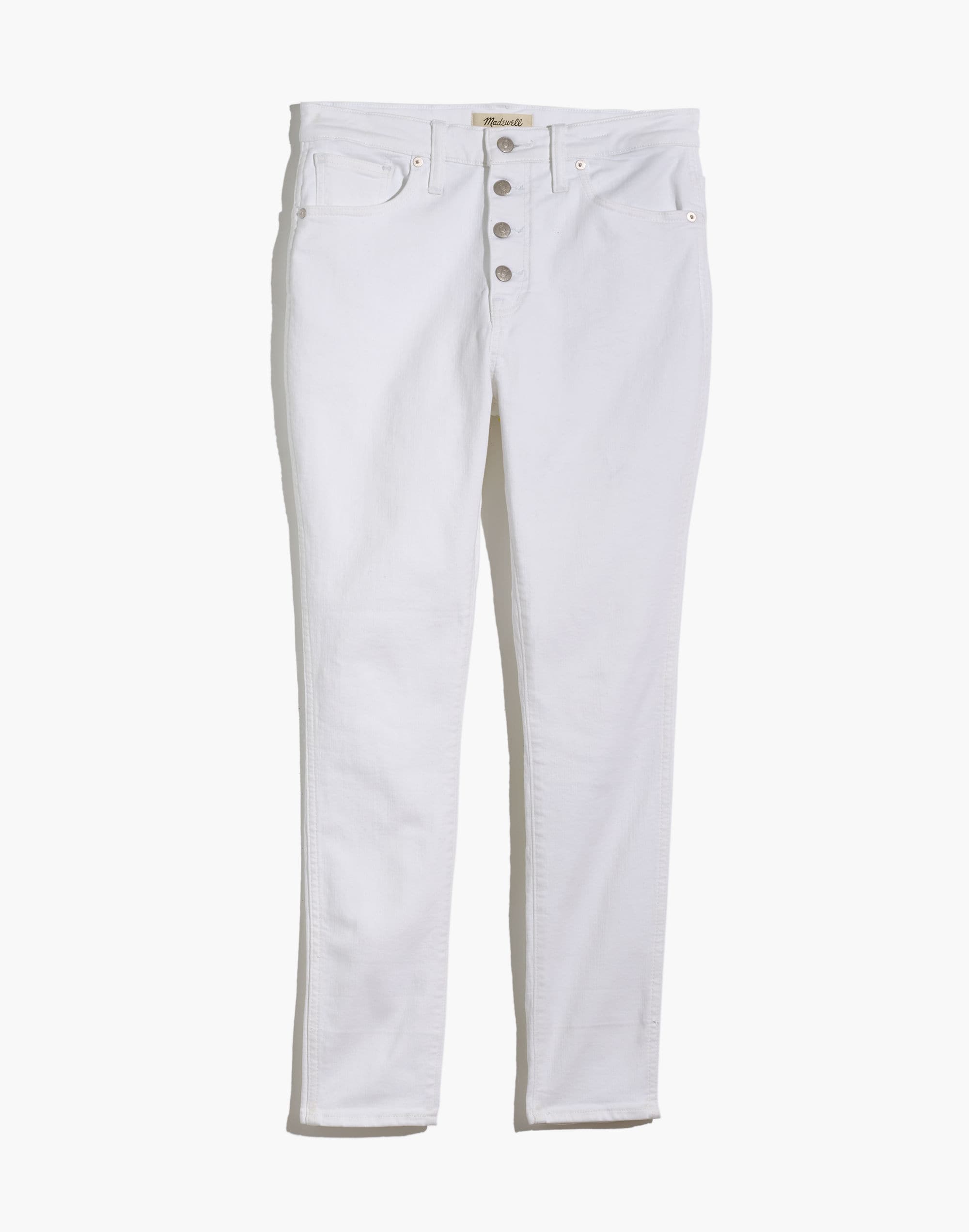 Curvy High-Rise Skinny Crop Jeans in Pure White: Button-Front Edition
