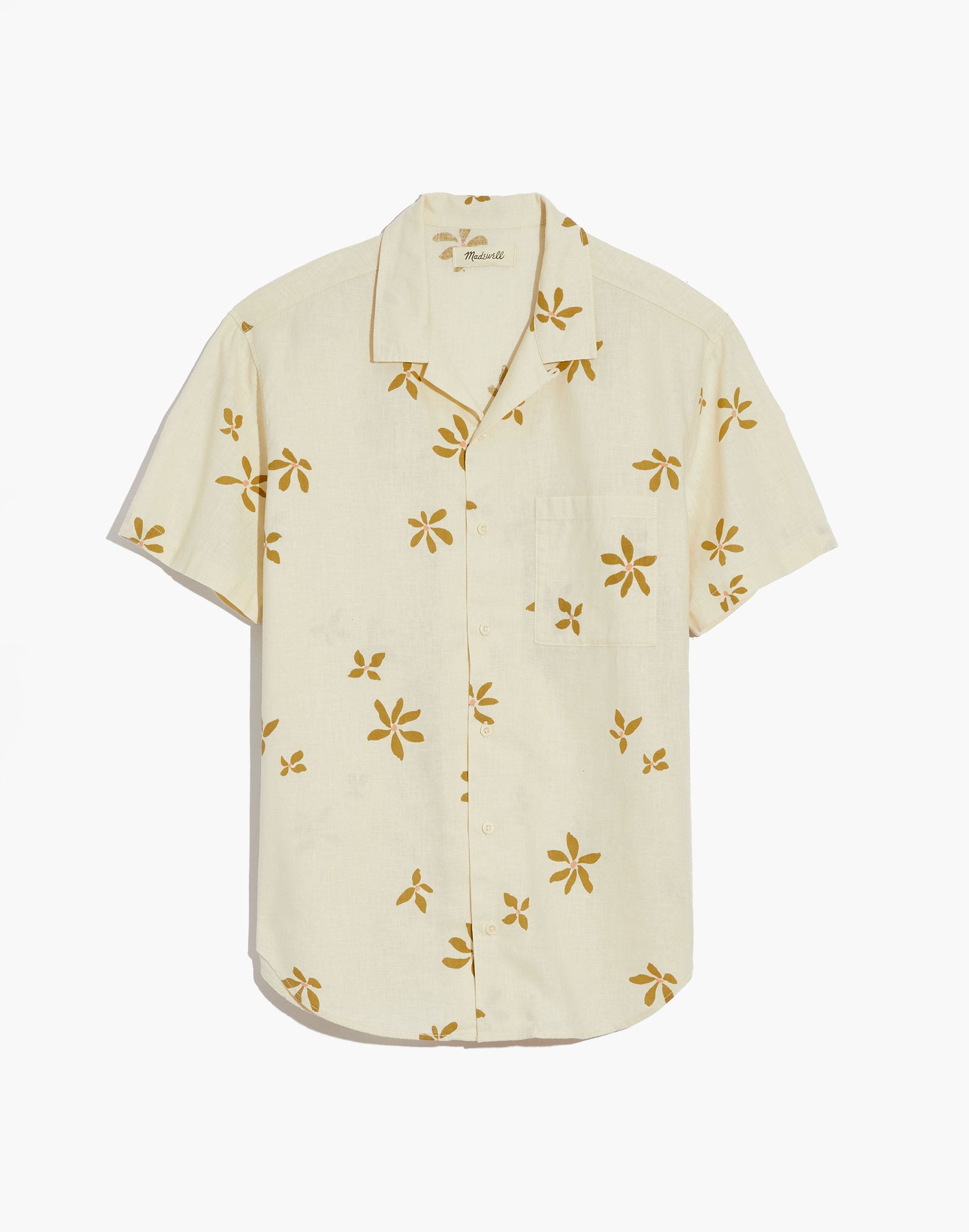Linen-Cotton Easy Camp Shirt in Hawaiian Floral
