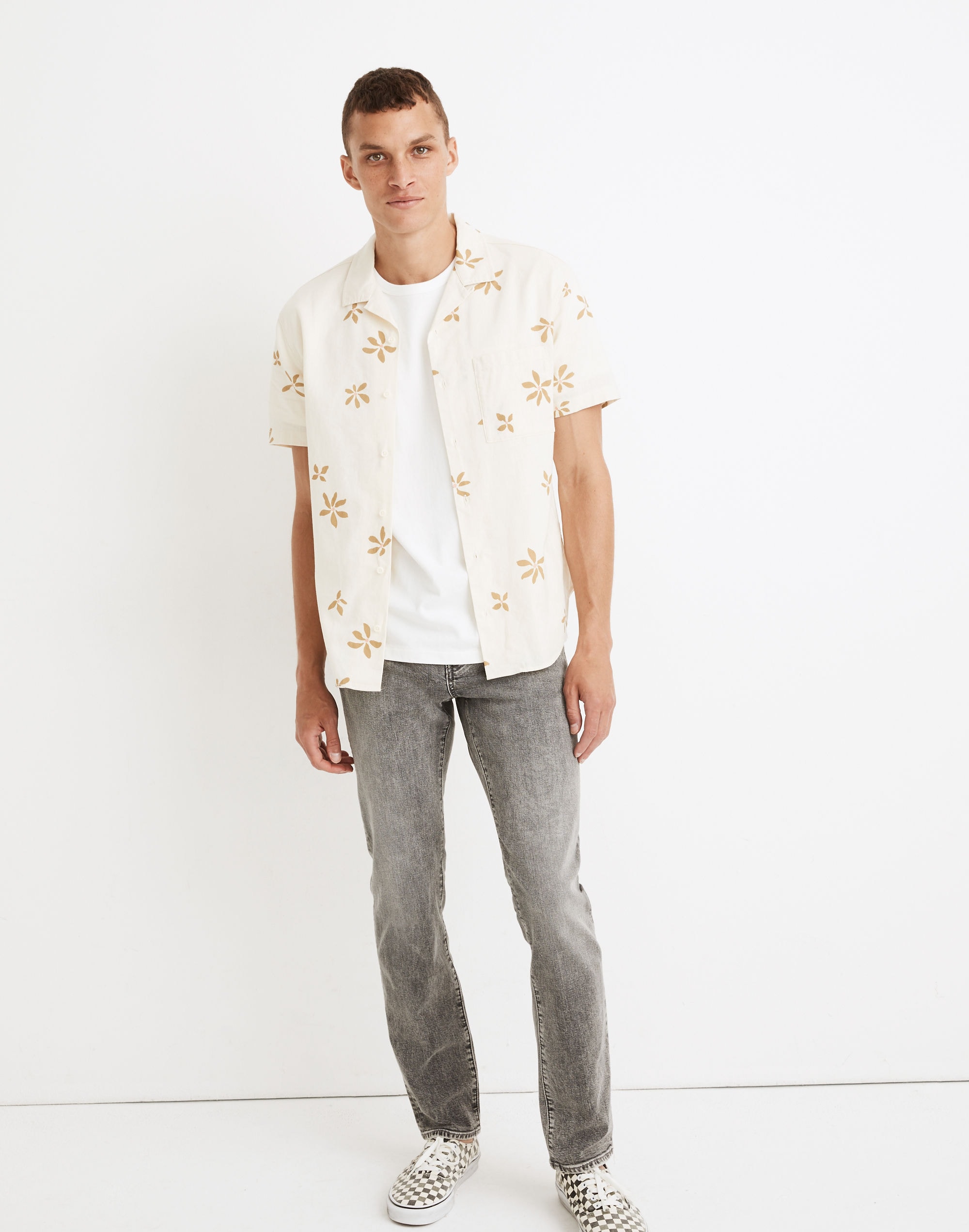 Linen-Cotton Easy Camp Shirt in Hawaiian Floral