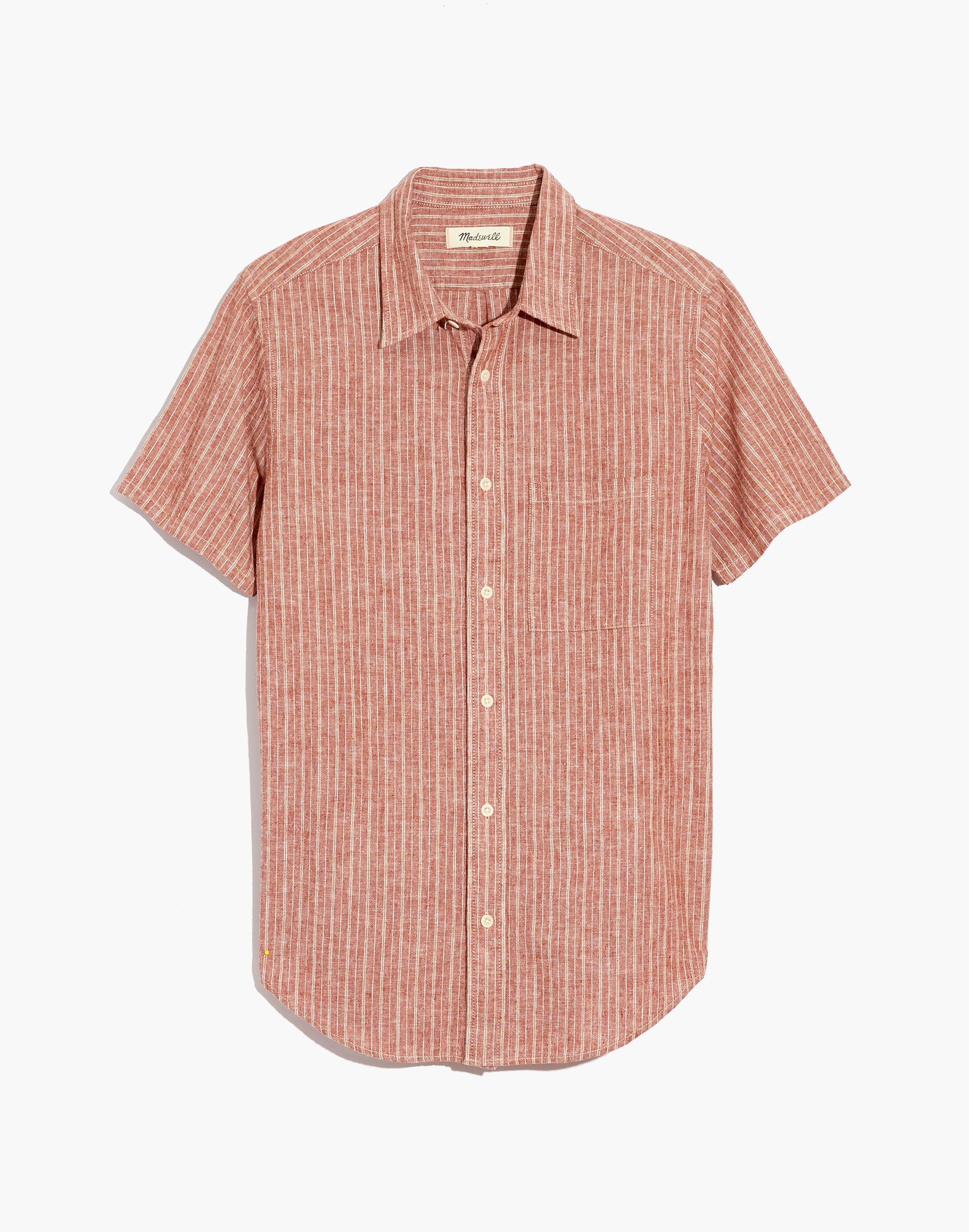 Linen-Cotton Short-Sleeve Perfect Shirt in Emanuel Stripe