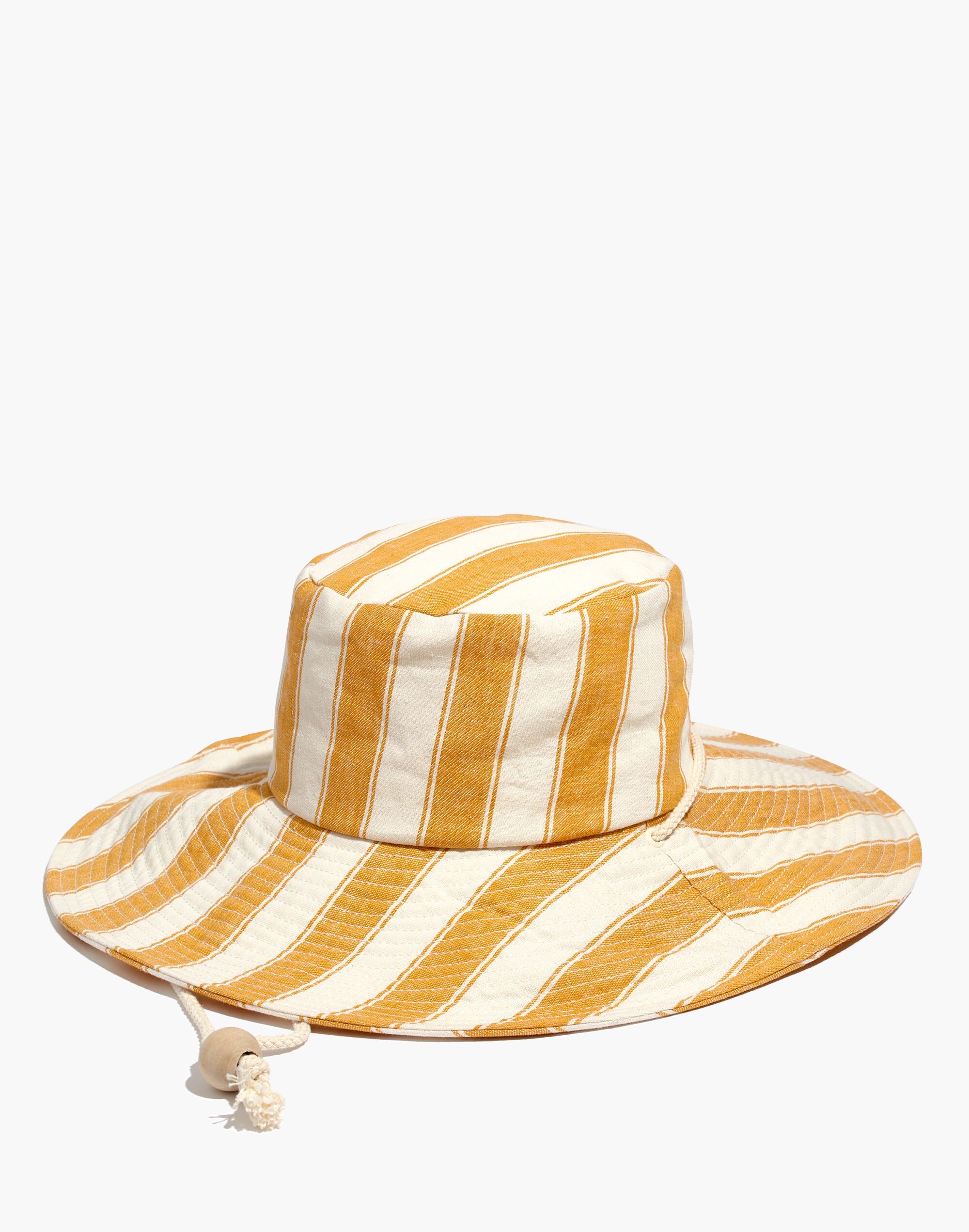 Striped Linen-Cotton Oversized Sunhat
