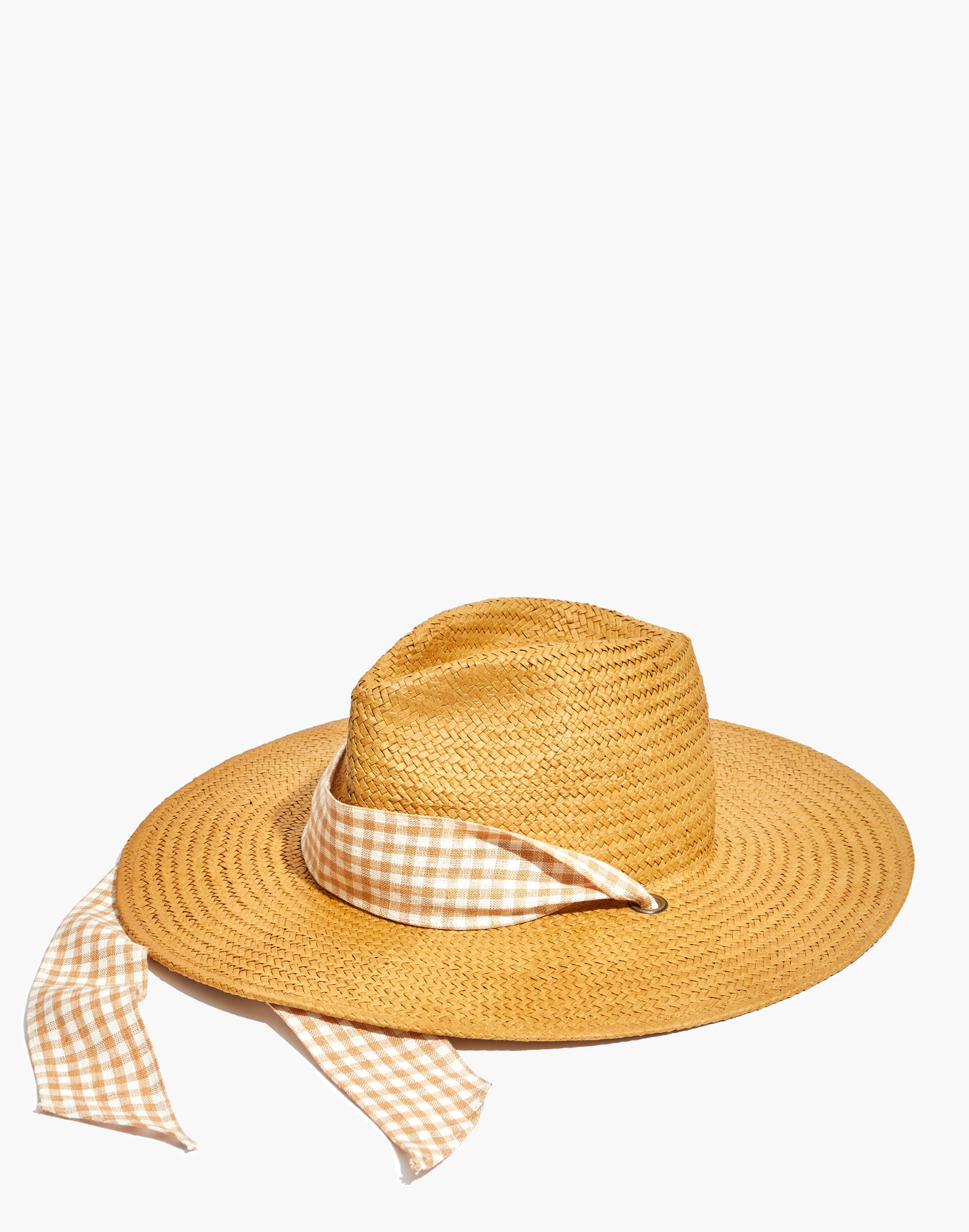 Gingham Tie Straw Hat