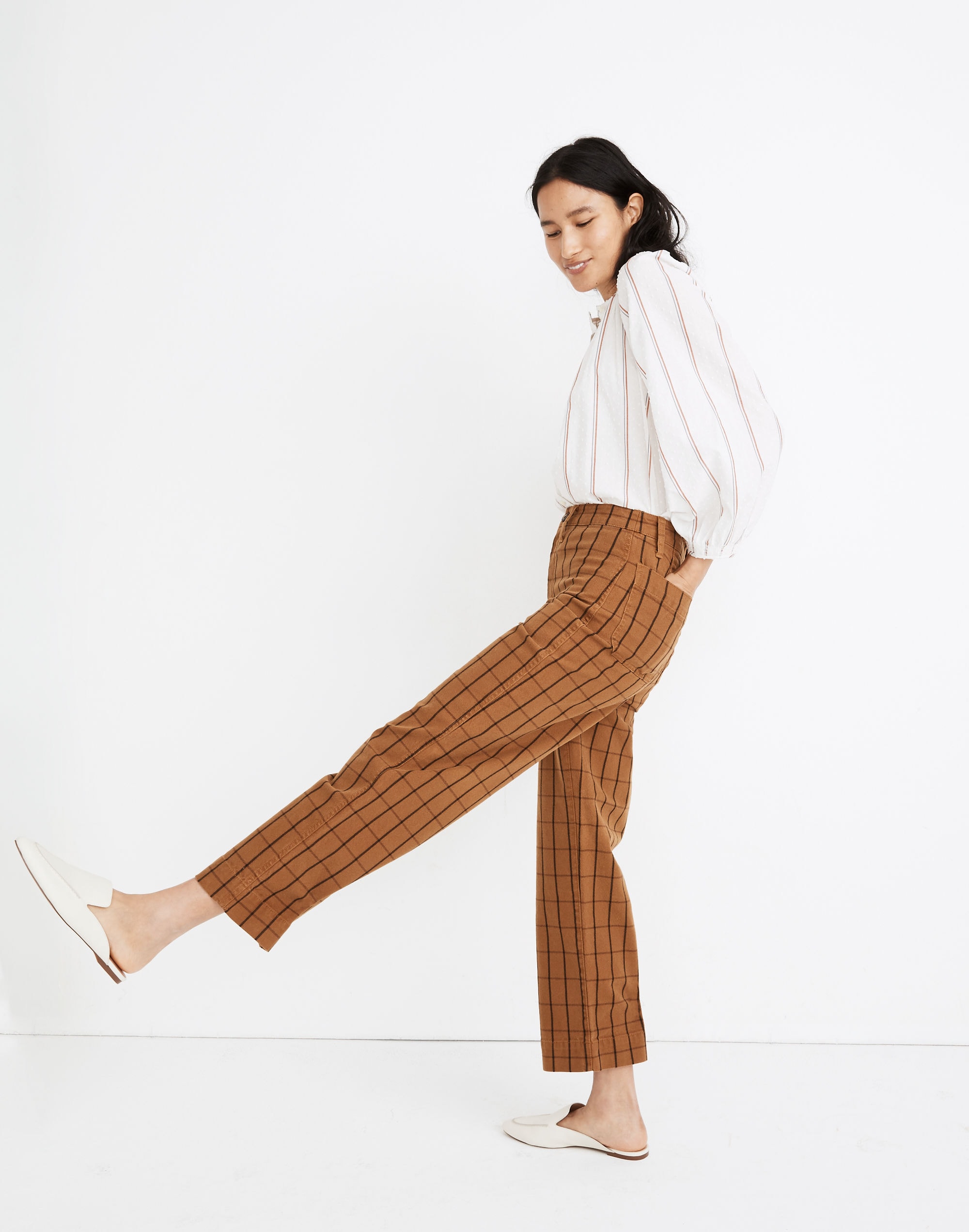 Slim Emmett Wide-Leg Crop Pants in Eberhart Plaid