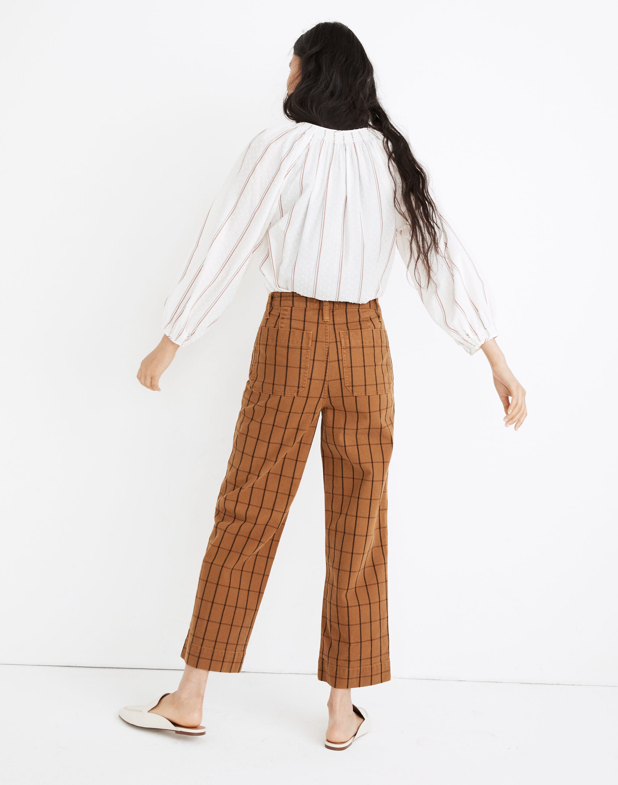 Slim Emmett Wide-Leg Crop Pants in Eberhart Plaid