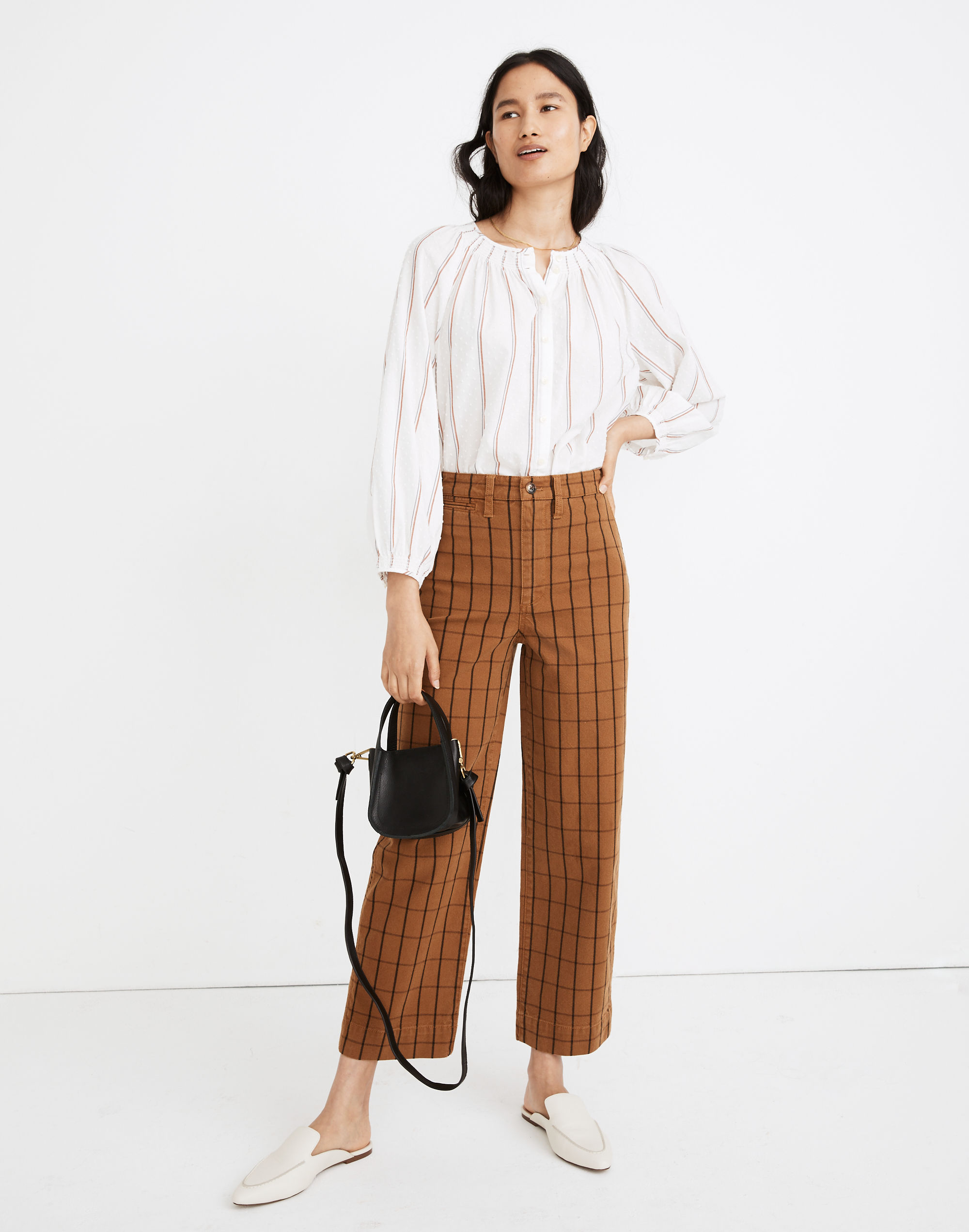 Slim Emmett Wide-Leg Crop Pants in Eberhart Plaid
