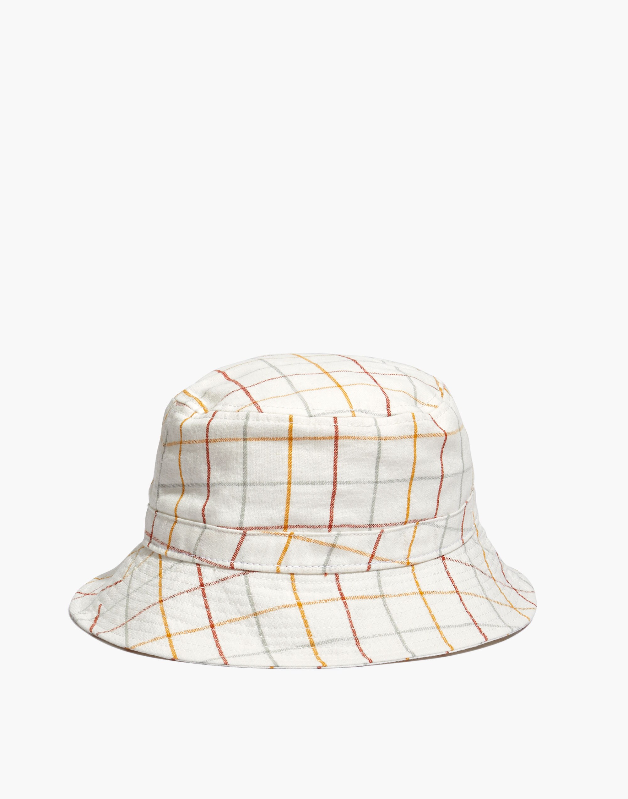 Linen-Cotton Reversible Short-Brimmed Bucket Hat