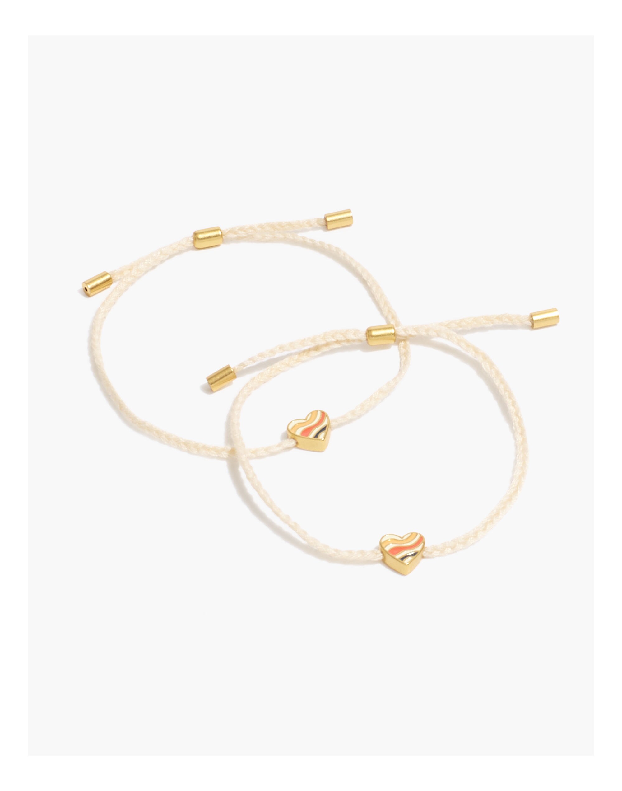 Rainbow Heart Corded Friendship Bracelet Set