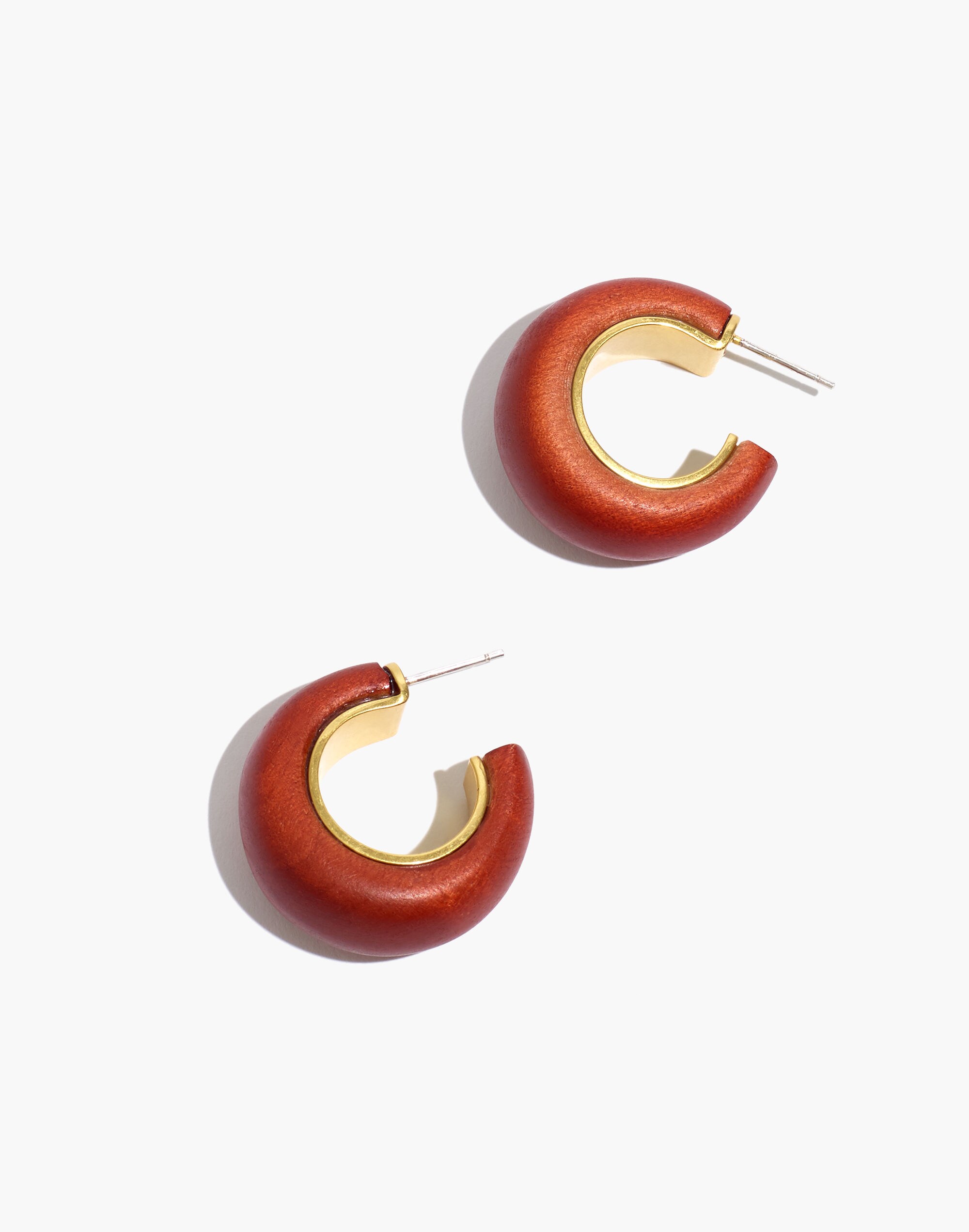 Wooden Chunky Small Hoop Earrings