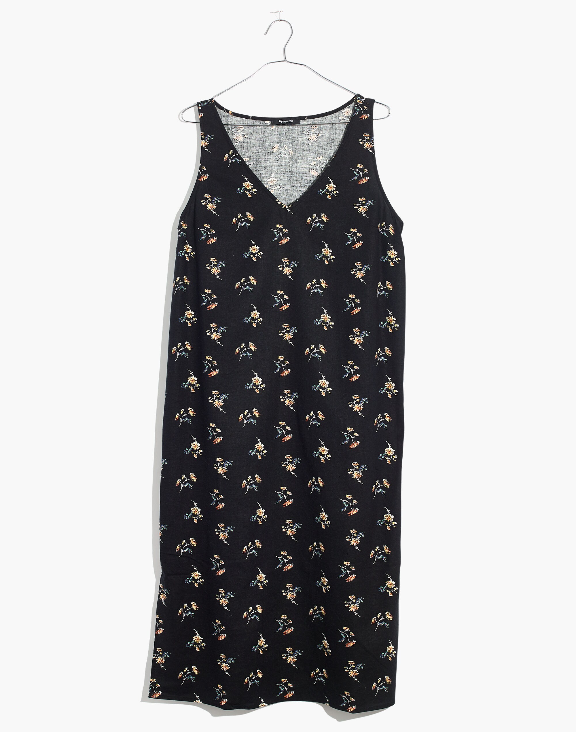 Linen-Blend V-Neck Tank Dress in Marseille Daisies