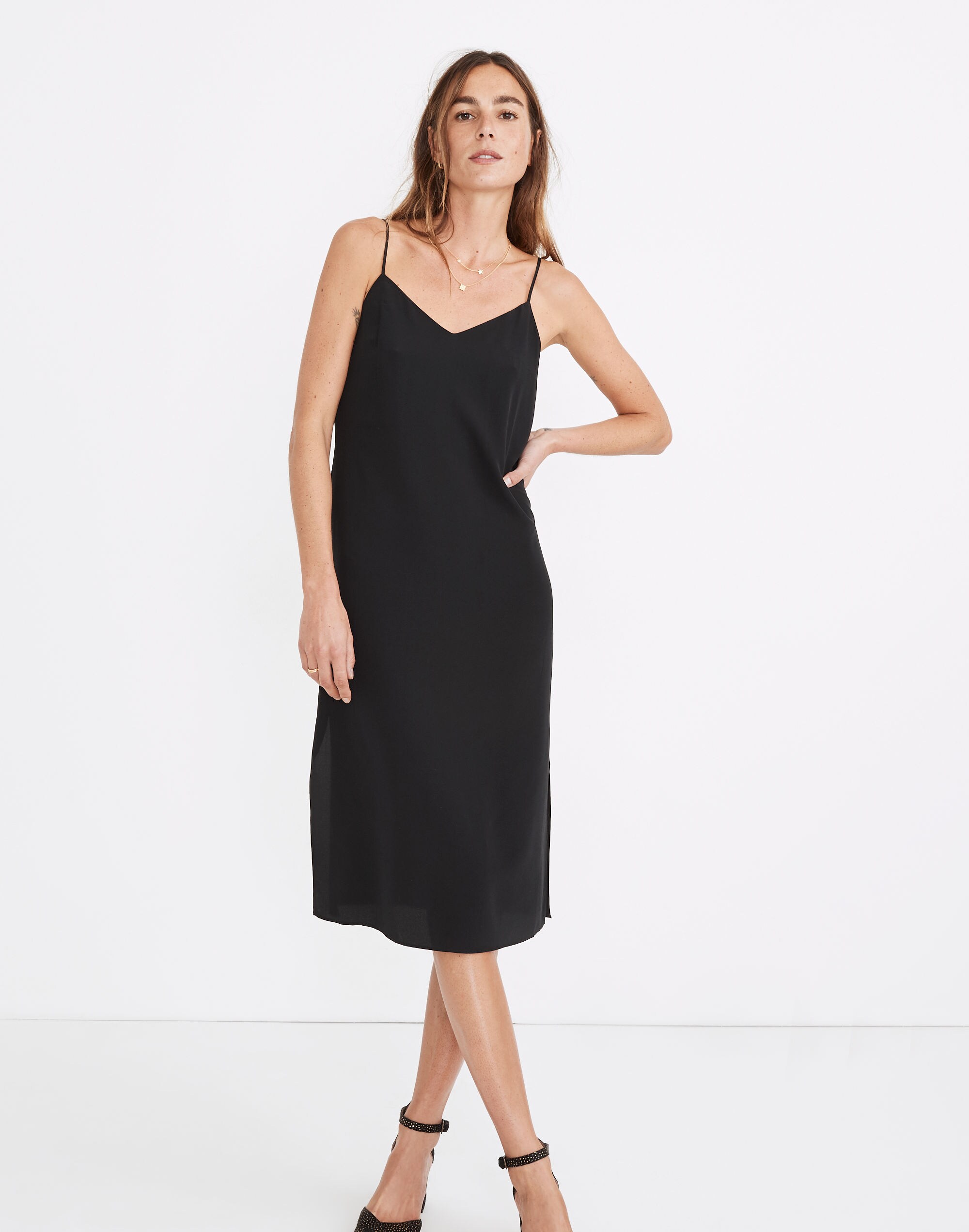 Silk Eva Side-Slit Slip Dress
