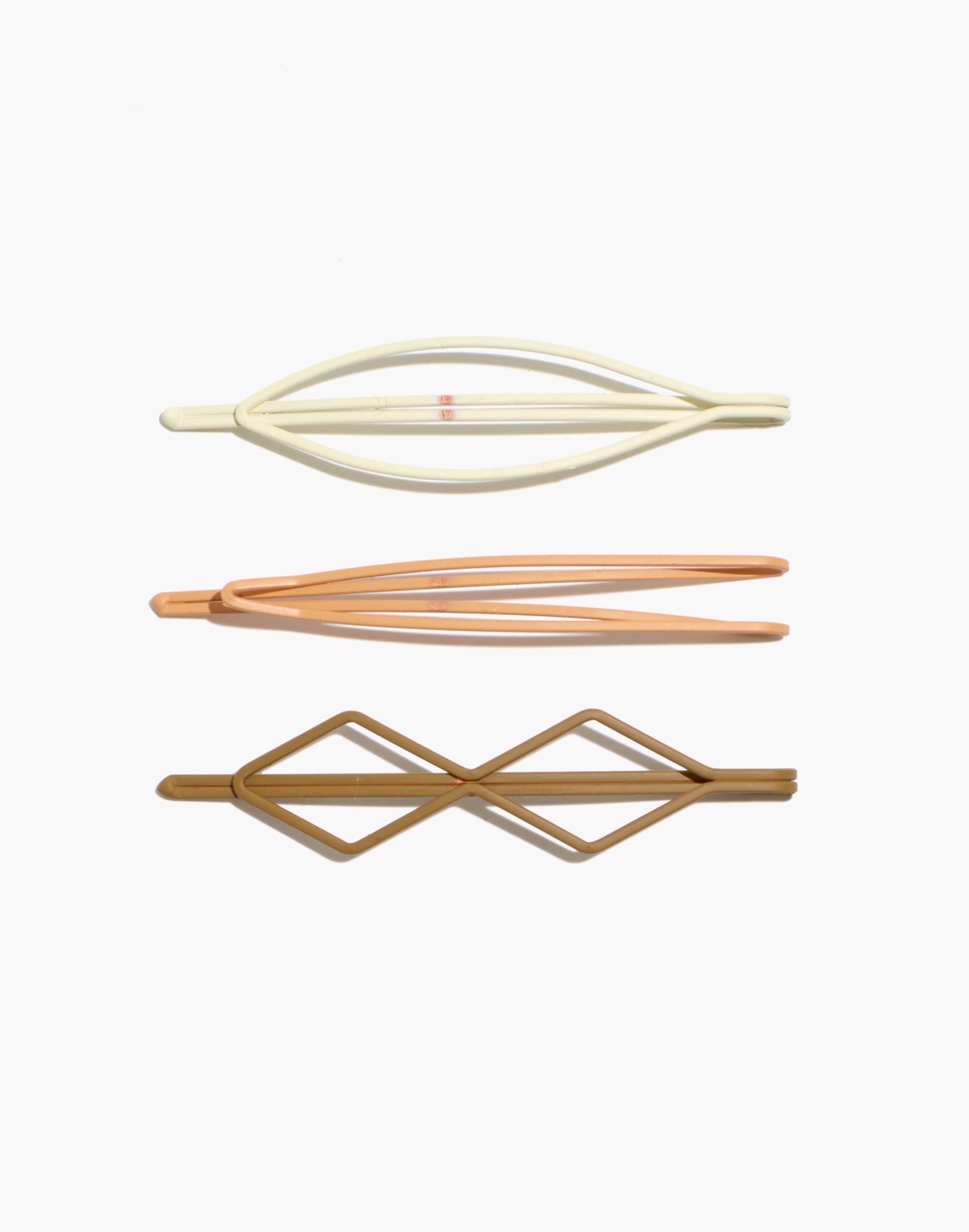 Three-Pack Rubber-Coated Geo Hair Pins