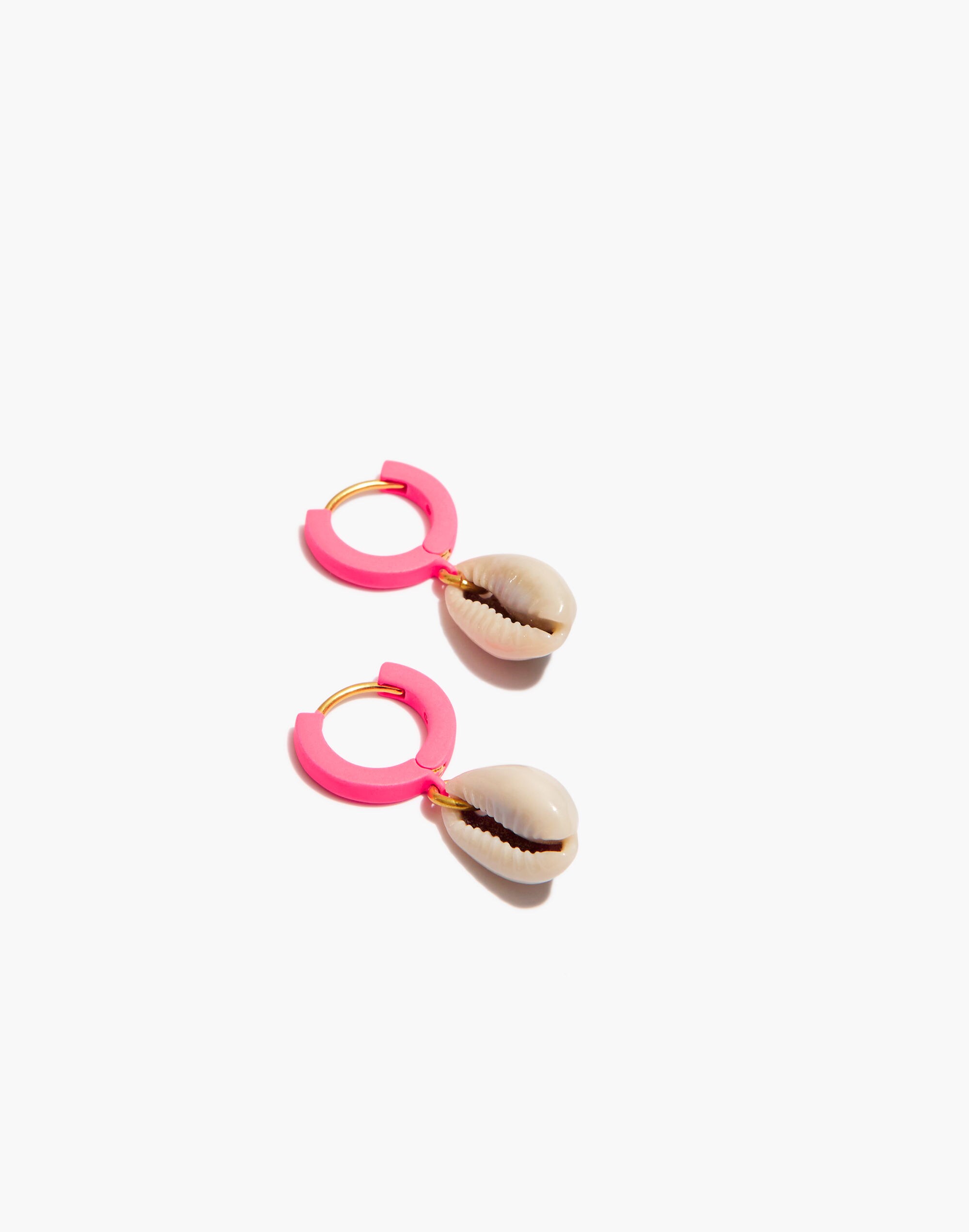 Cowrie Shell Charm Neon Hoop Earrings