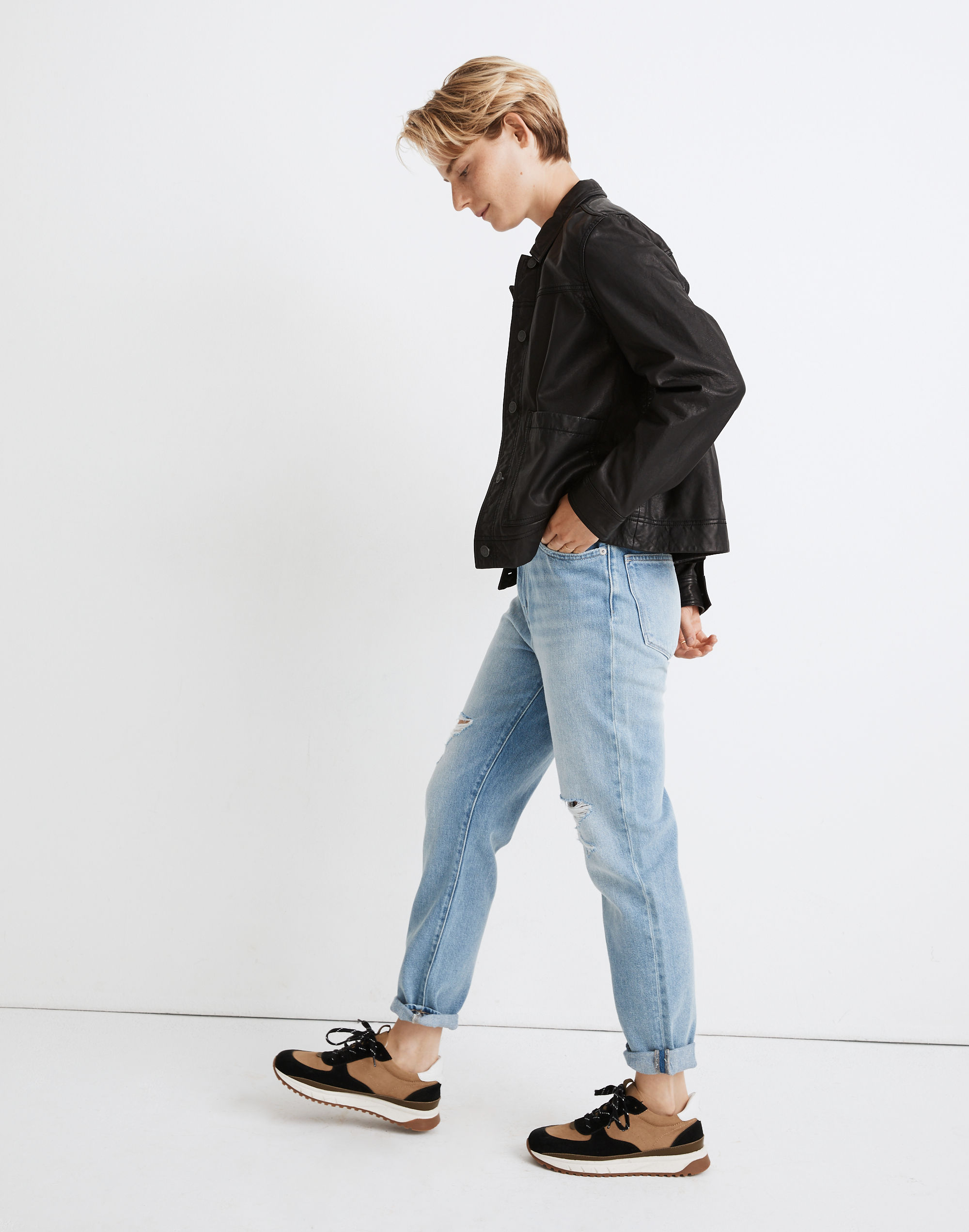 Washed Leather Chore Jacket