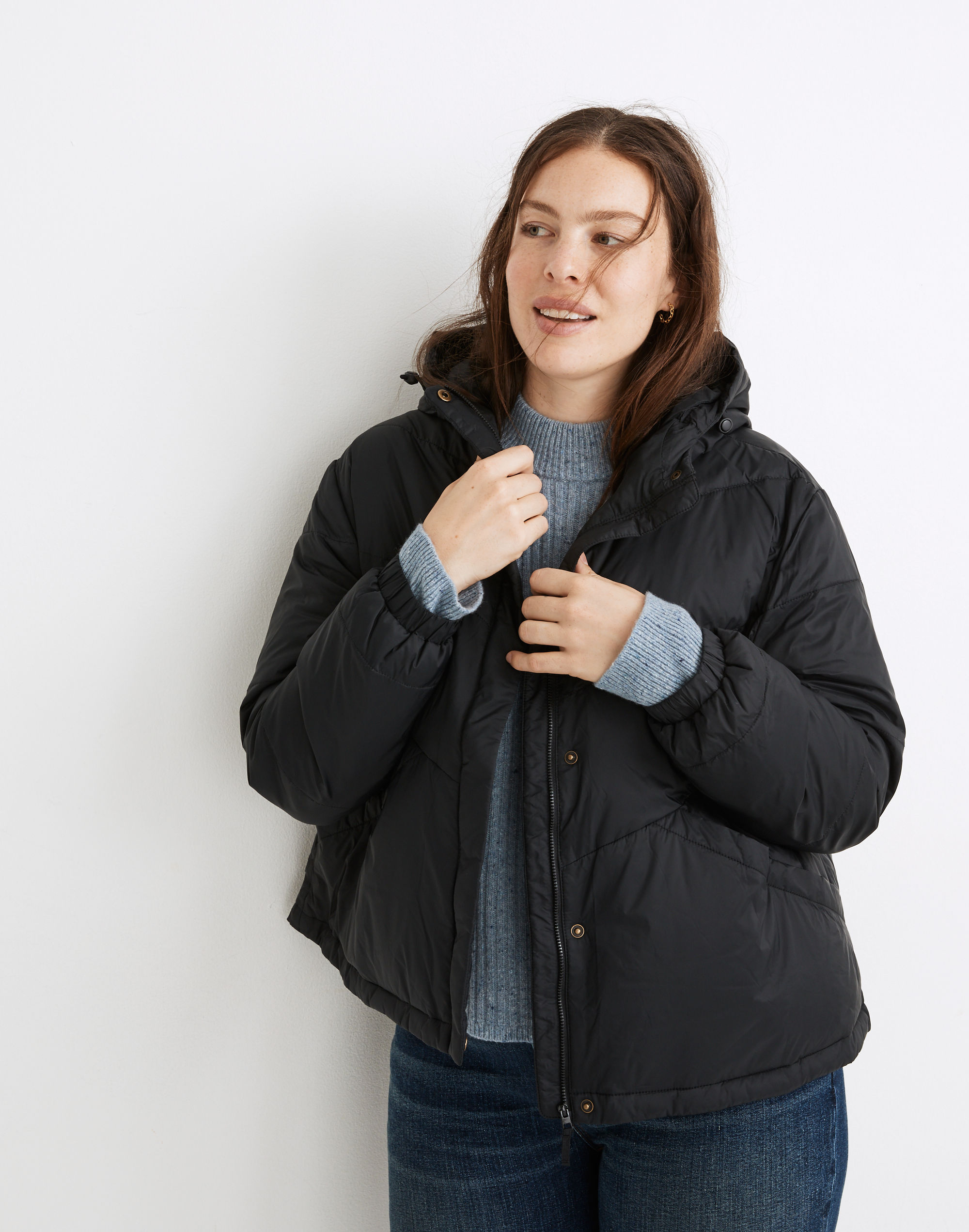chevron packable puffer jacket