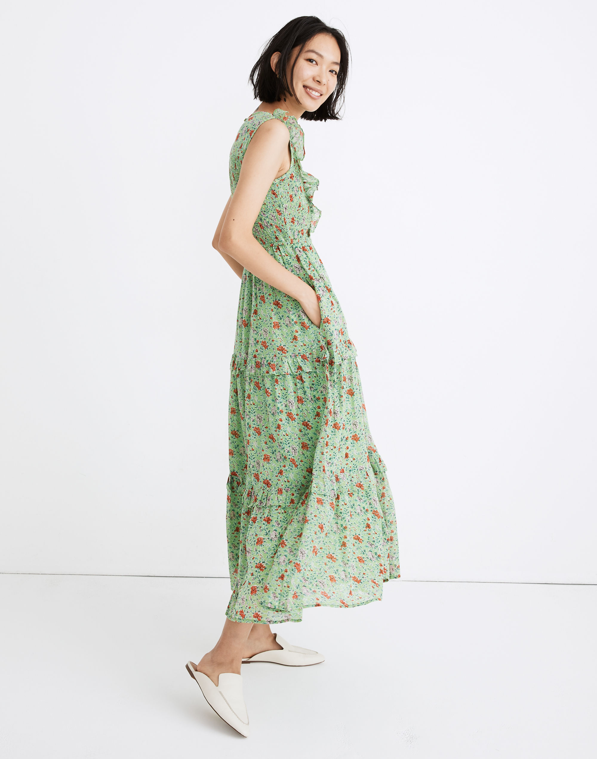 Banjanan Iris Ruffled Midi Dress in Siesta Bud Print