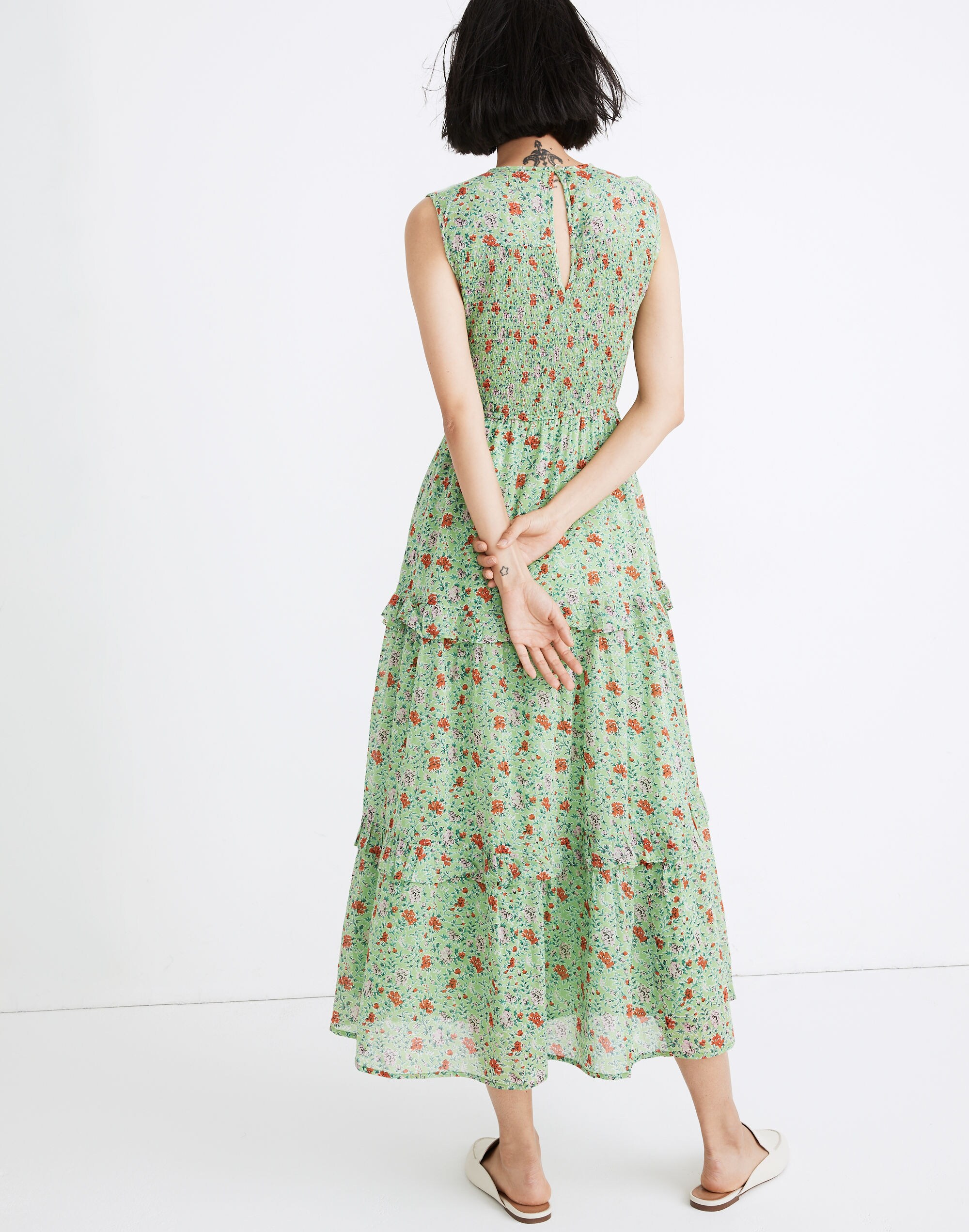 Banjanan Iris Ruffled Midi Dress in Siesta Bud Print