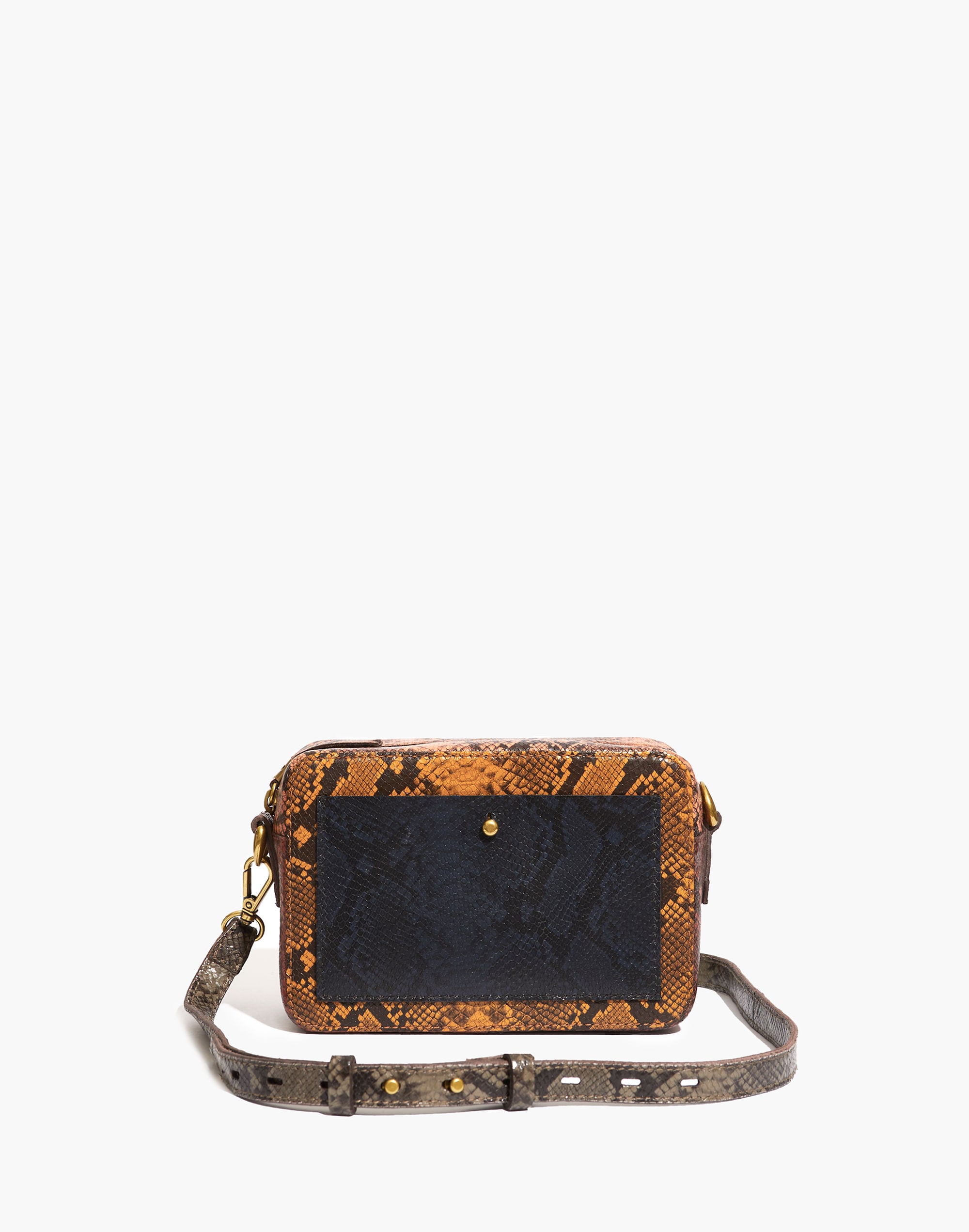 the transport camera bag: colorblock snake embossed edition