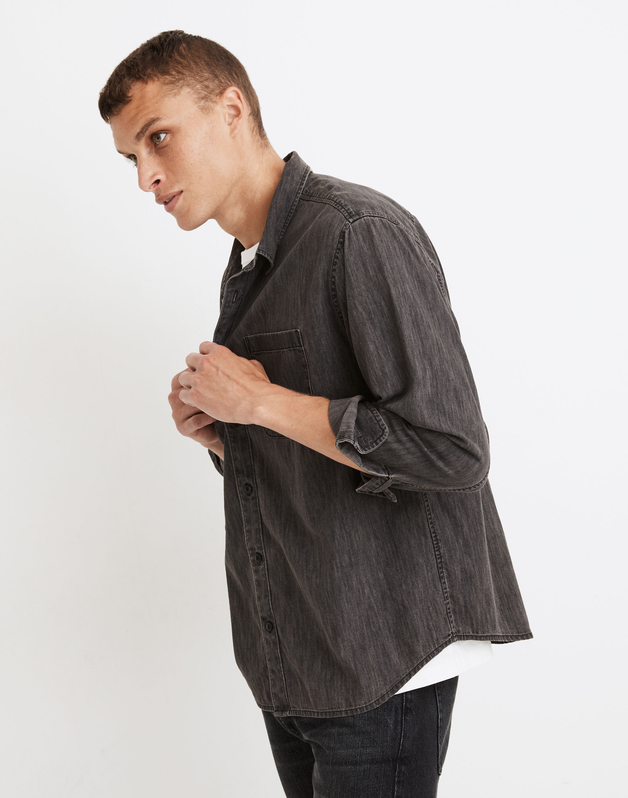 Denim Easy Long-Sleeve Shirt in Cutler Wash